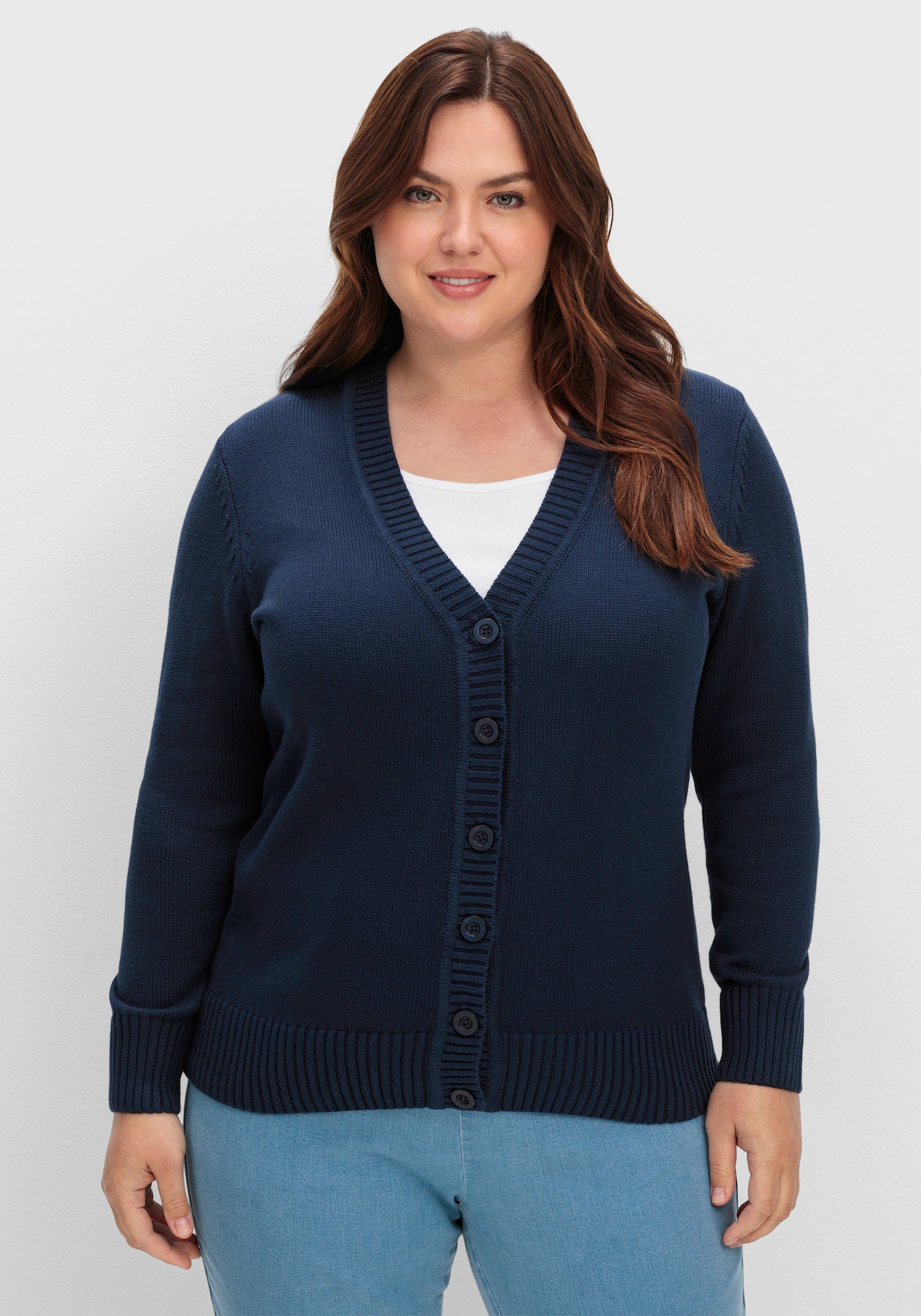 Strickjacke mit farblich abgestimmten Knöpfen - marine