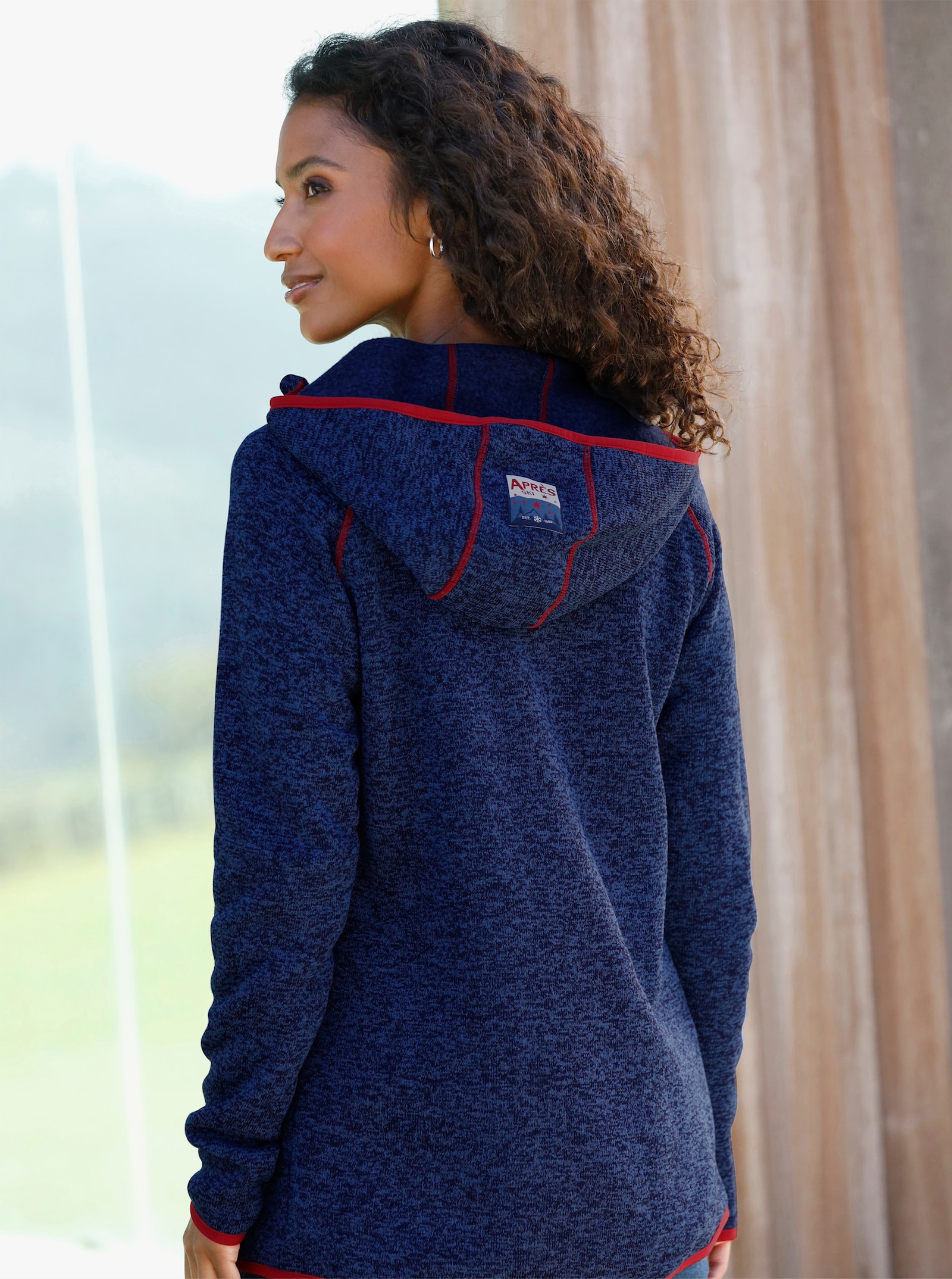 heine Veste polaire à capuche avec coutures contrastées - marine chiné