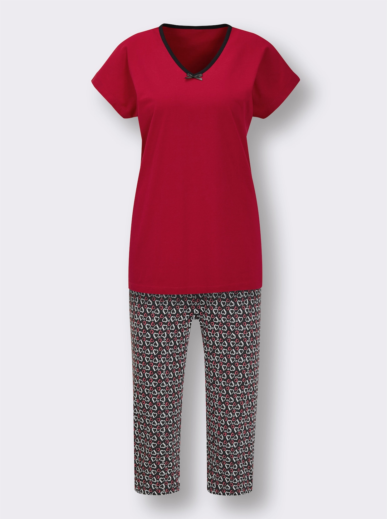 wäschepur Capri-Anzüge - weiß-rot-bedruckt + rot-schwarz-bedruckt