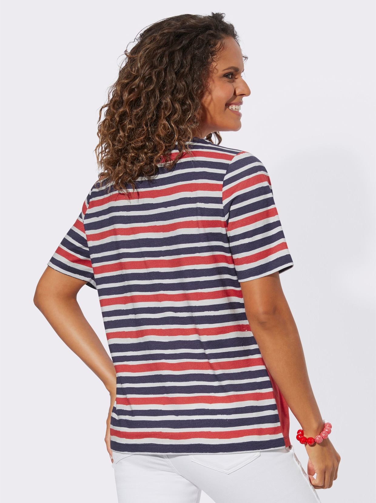Shirt - marine/rood gestreept