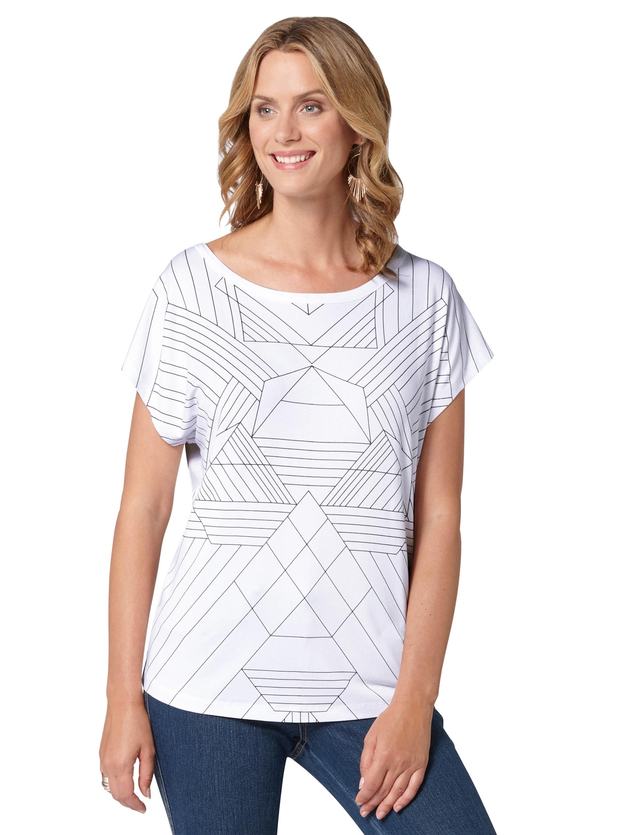 Shirt - weiß-grau-bedruckt