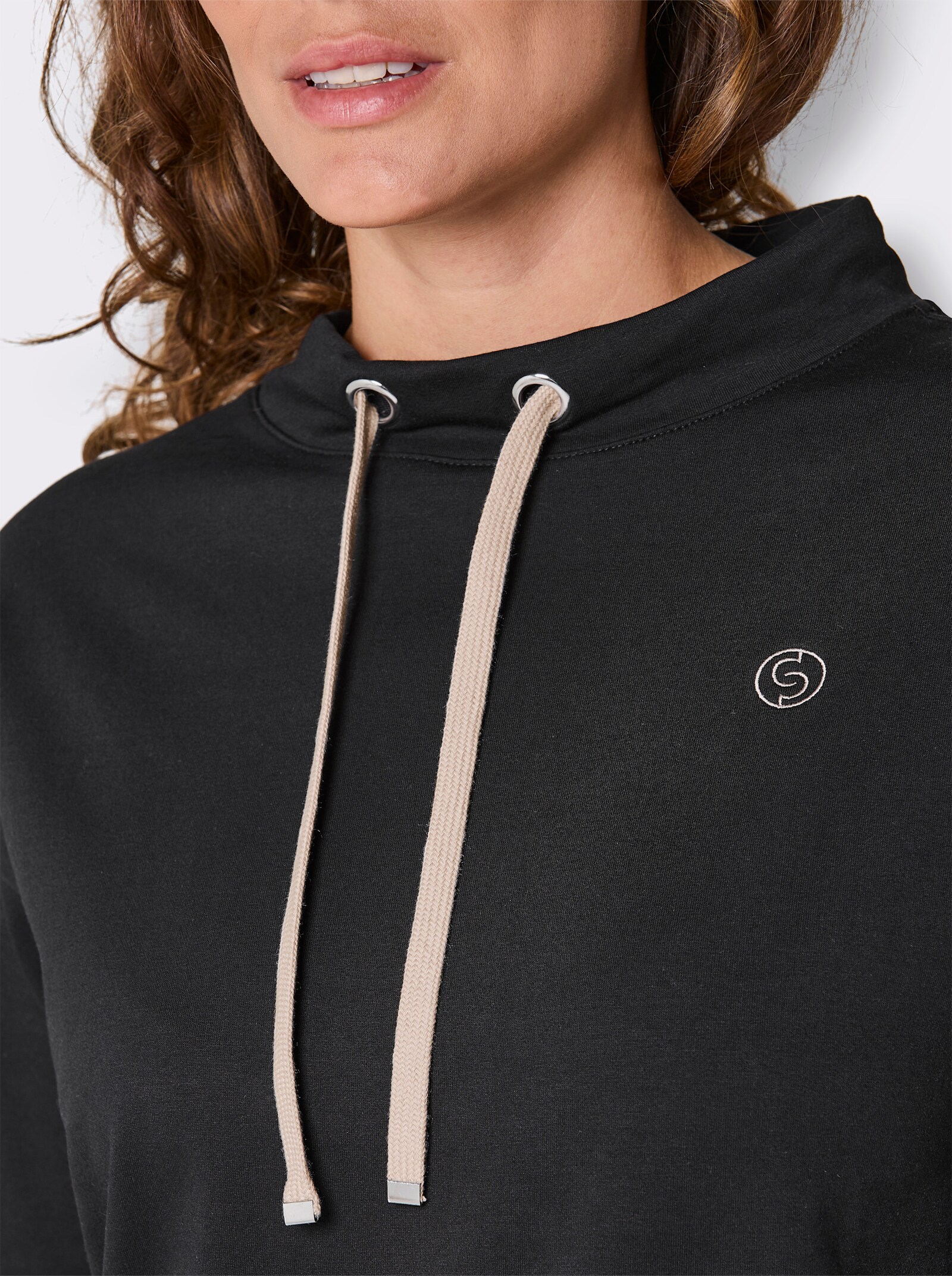 CREATION L PREMIUM Sweatshirt mit Stehkragen - schwarz