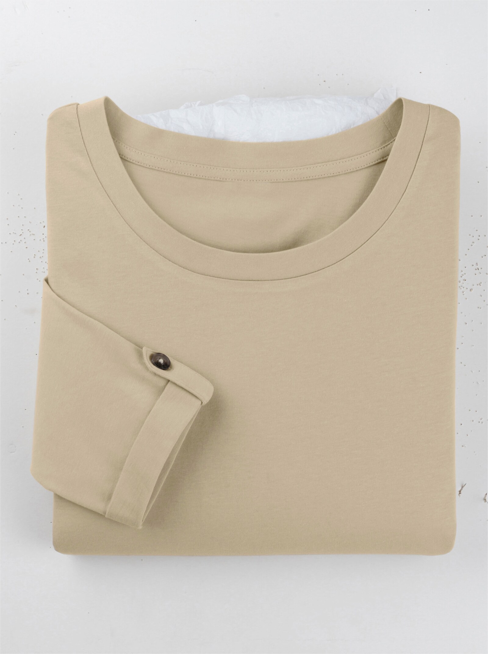 3/4-Arm-Shirt aus reiner Baumwolle - beige