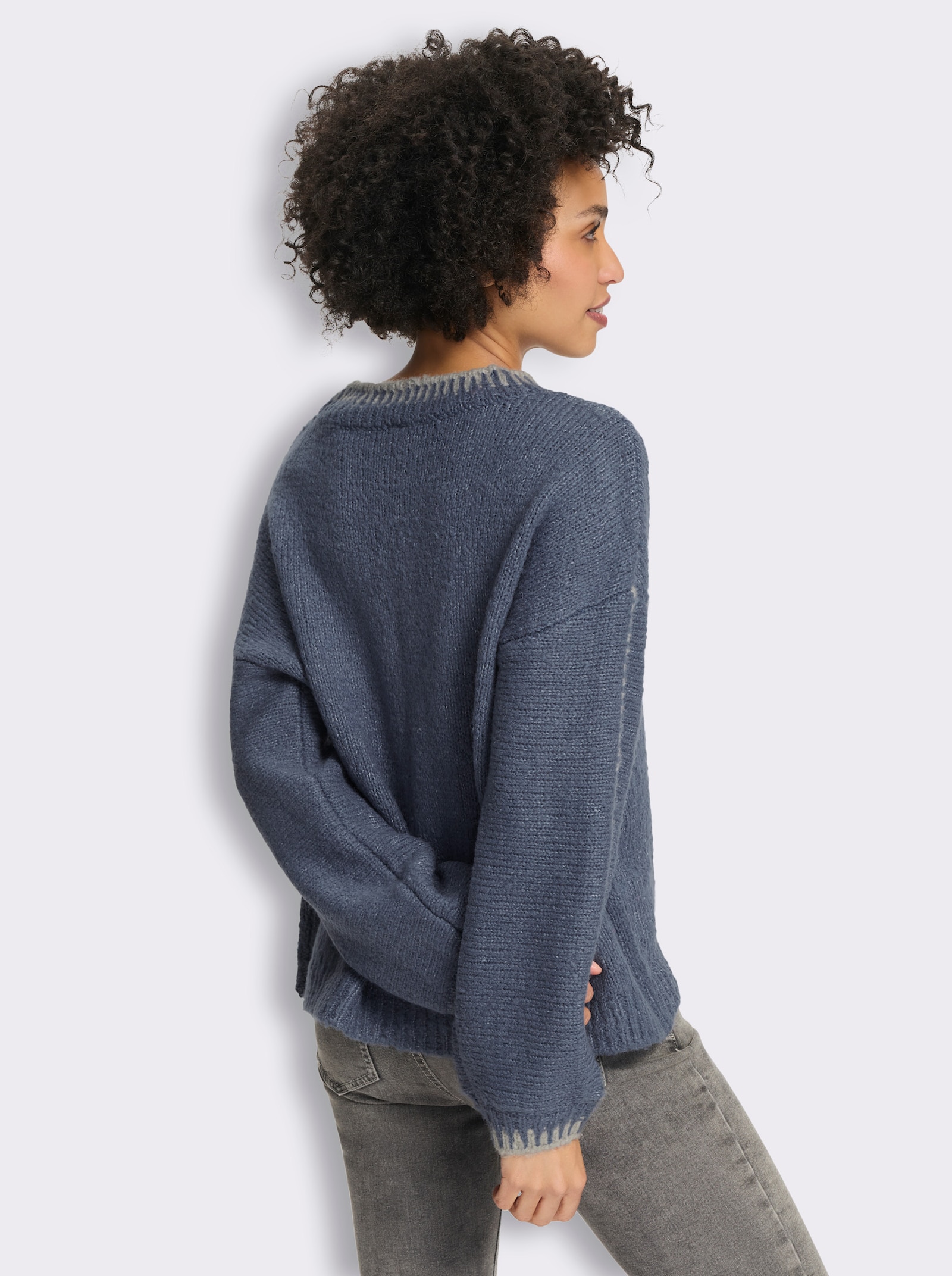 heine Strickpullover mit Kontrast-Details - rauchblau