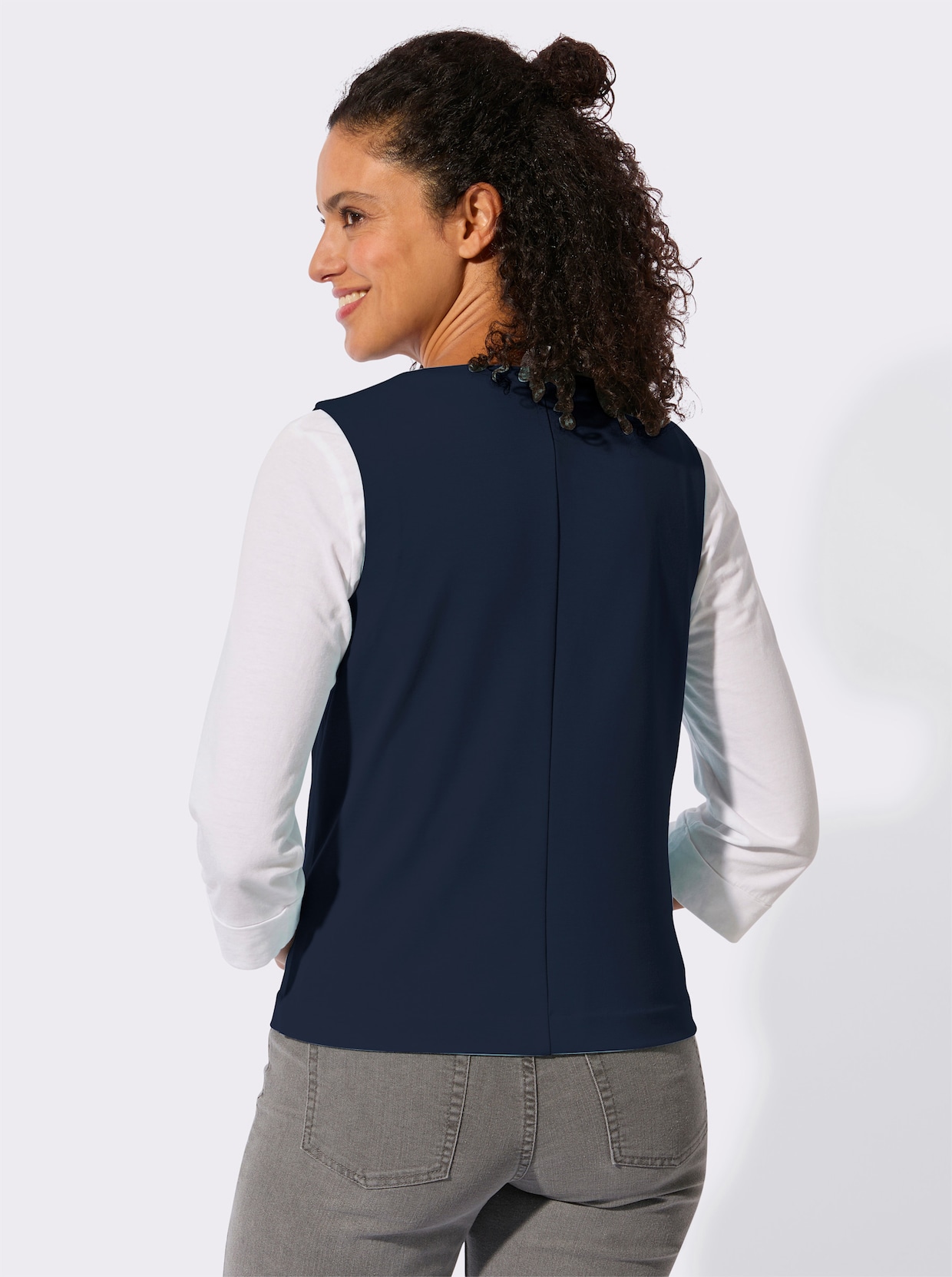 Anzugweste in Interlock-Qualität - dunkelblau