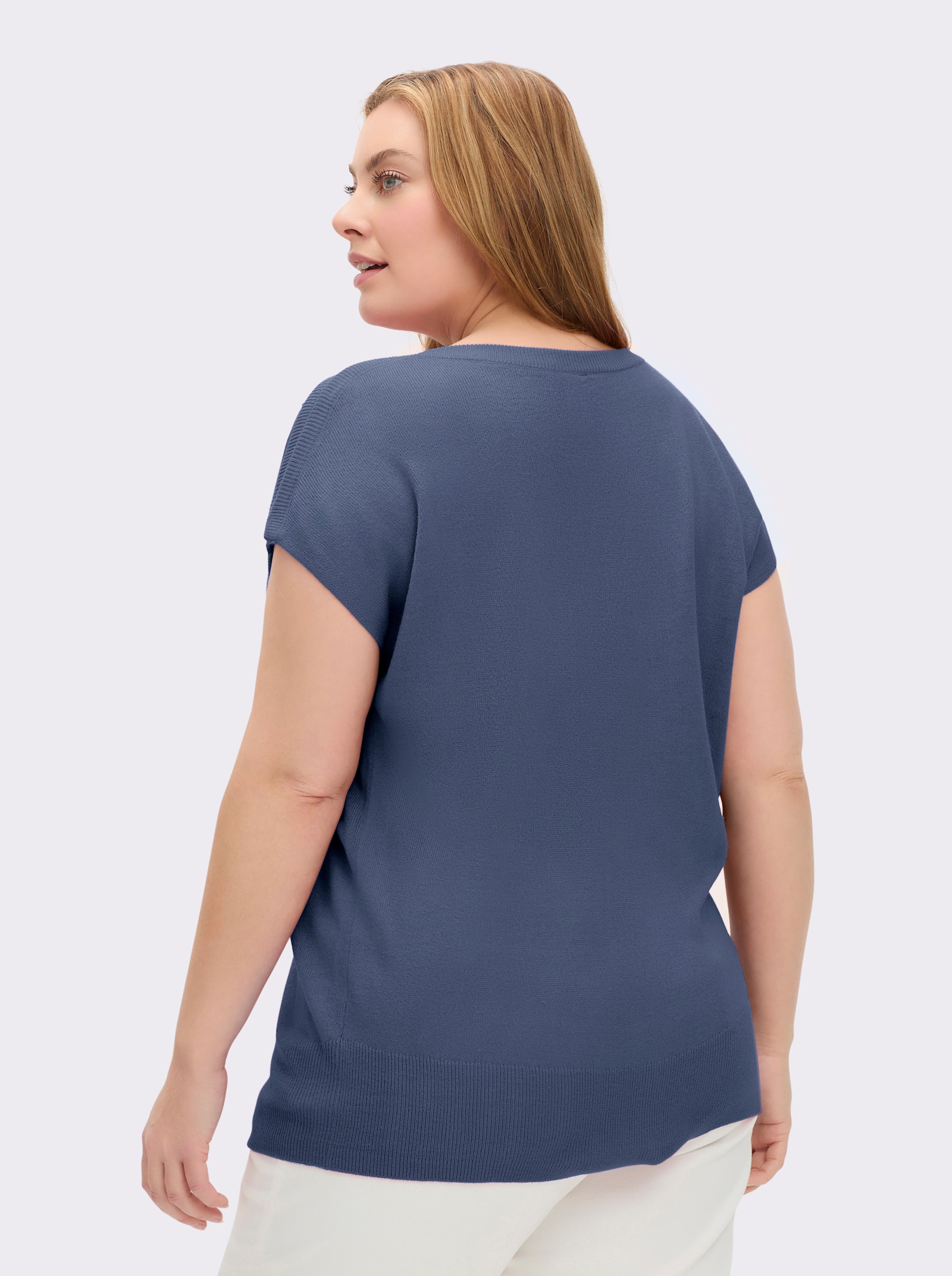 Pullunder mit U-Boot-Ausschnitt - jeansblau