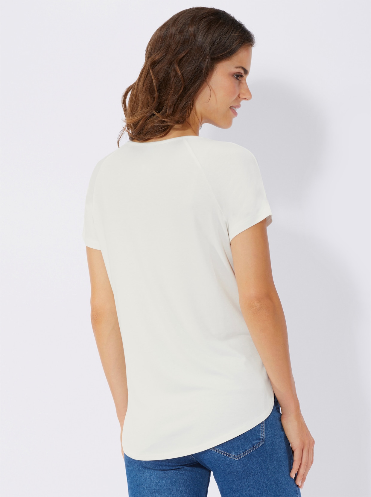 Tričko s okrúhlym výstrihom - vlnená biela