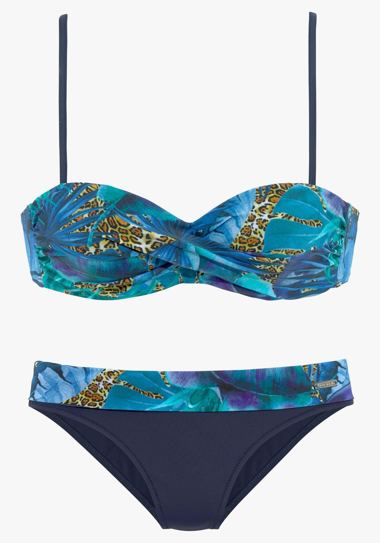 LASCANA Bügel-Bandeau-Bikini - blau-bedruckt