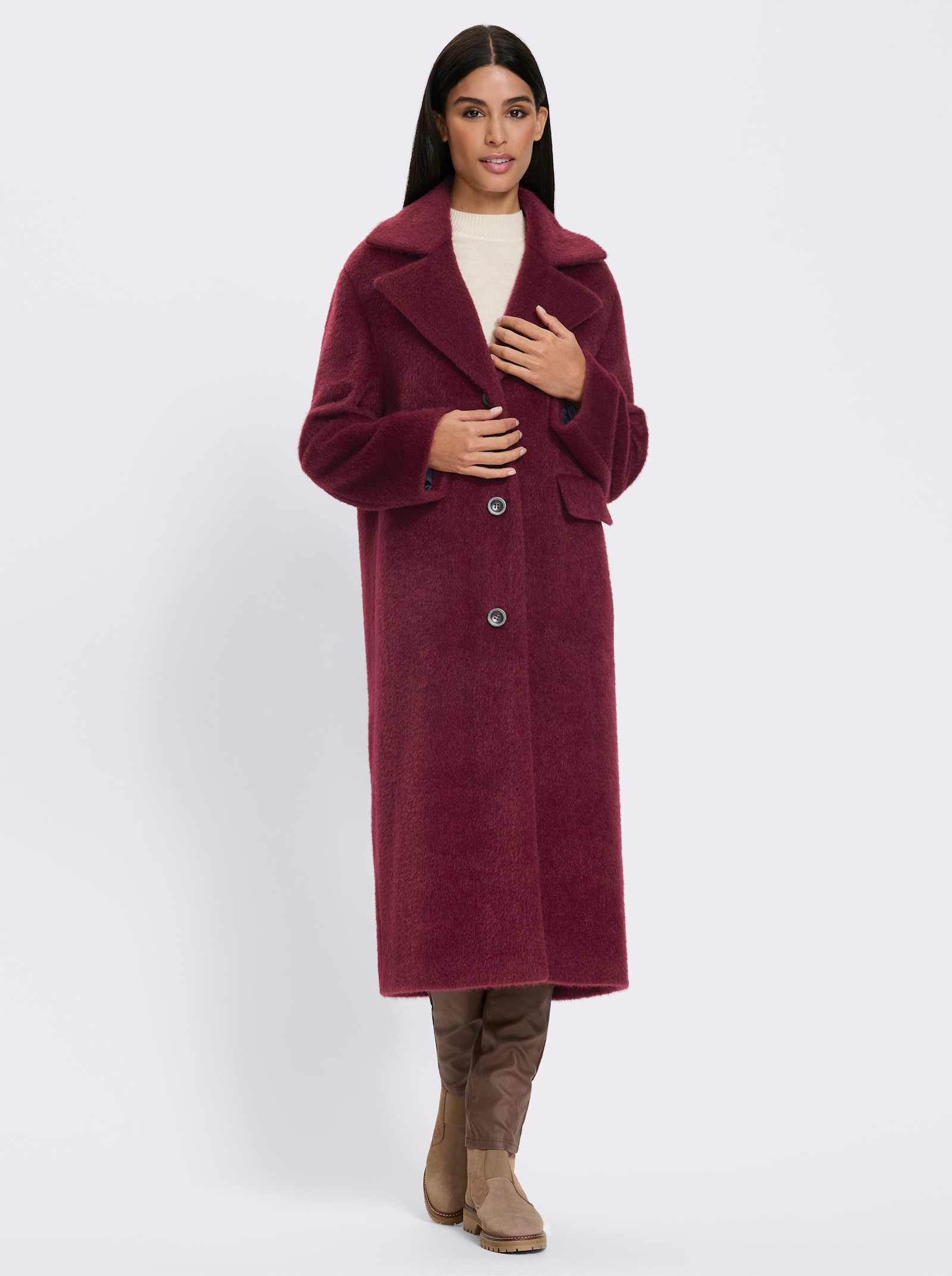 heine Wintermantel in flauschiger Optik - bordeaux