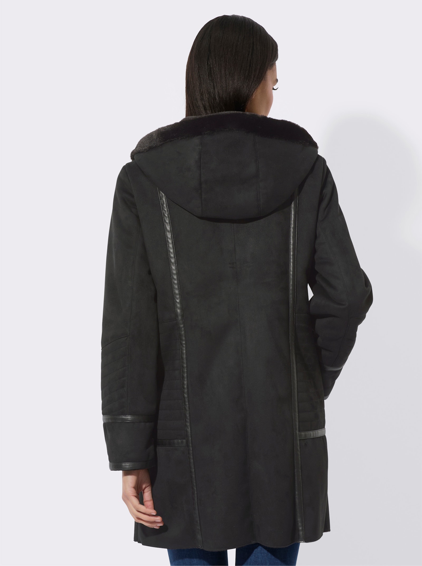 Mainpol Winterjacke mit Pelz-Imitat-Futter - schwarz