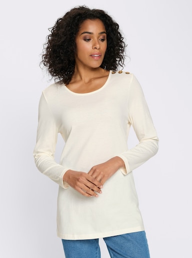 Longshirt mit Zierknöpfen - champagner