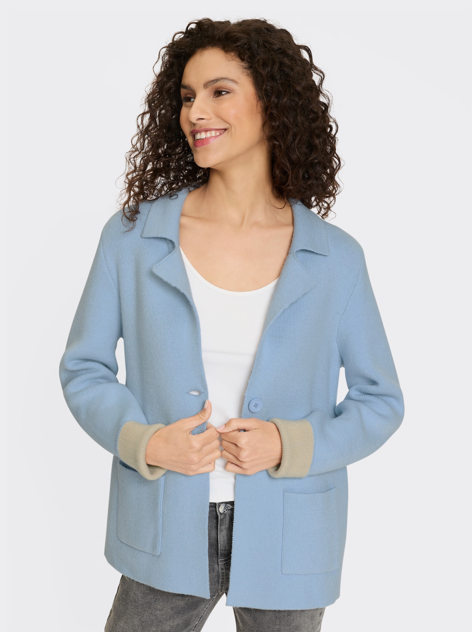 heine Cardigan in Two-tone-Optik - eisblau