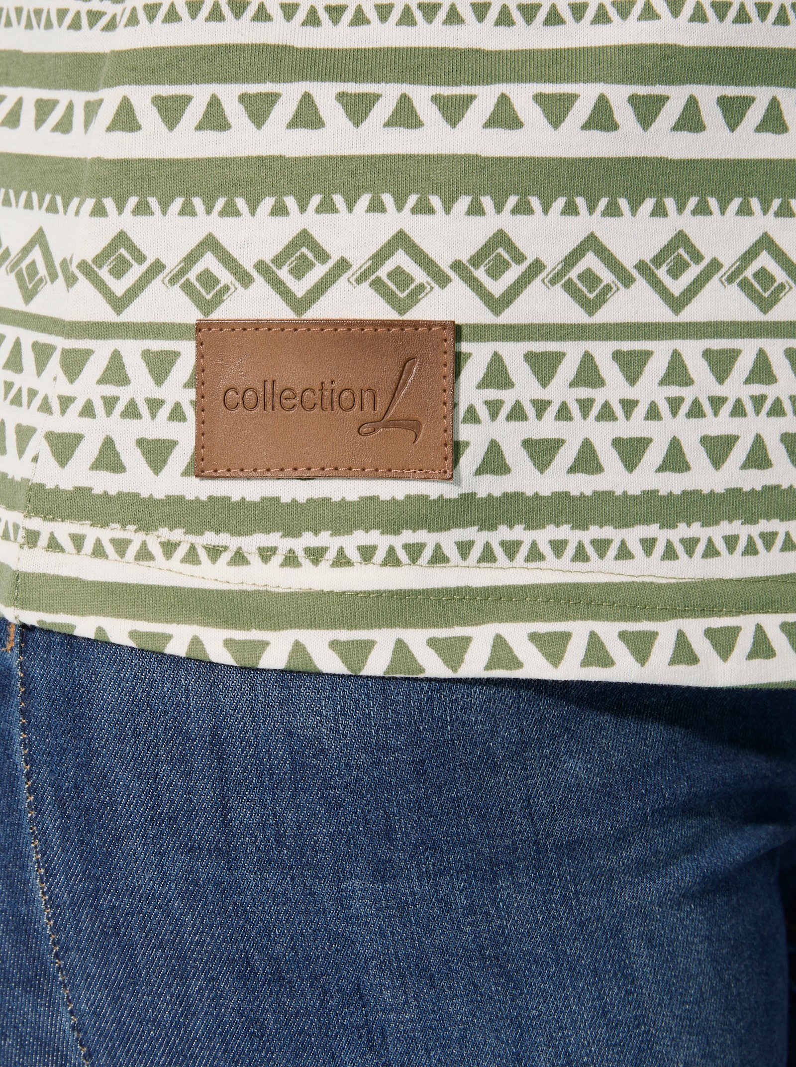 Shirttop - khaki-ecru-bedruckt