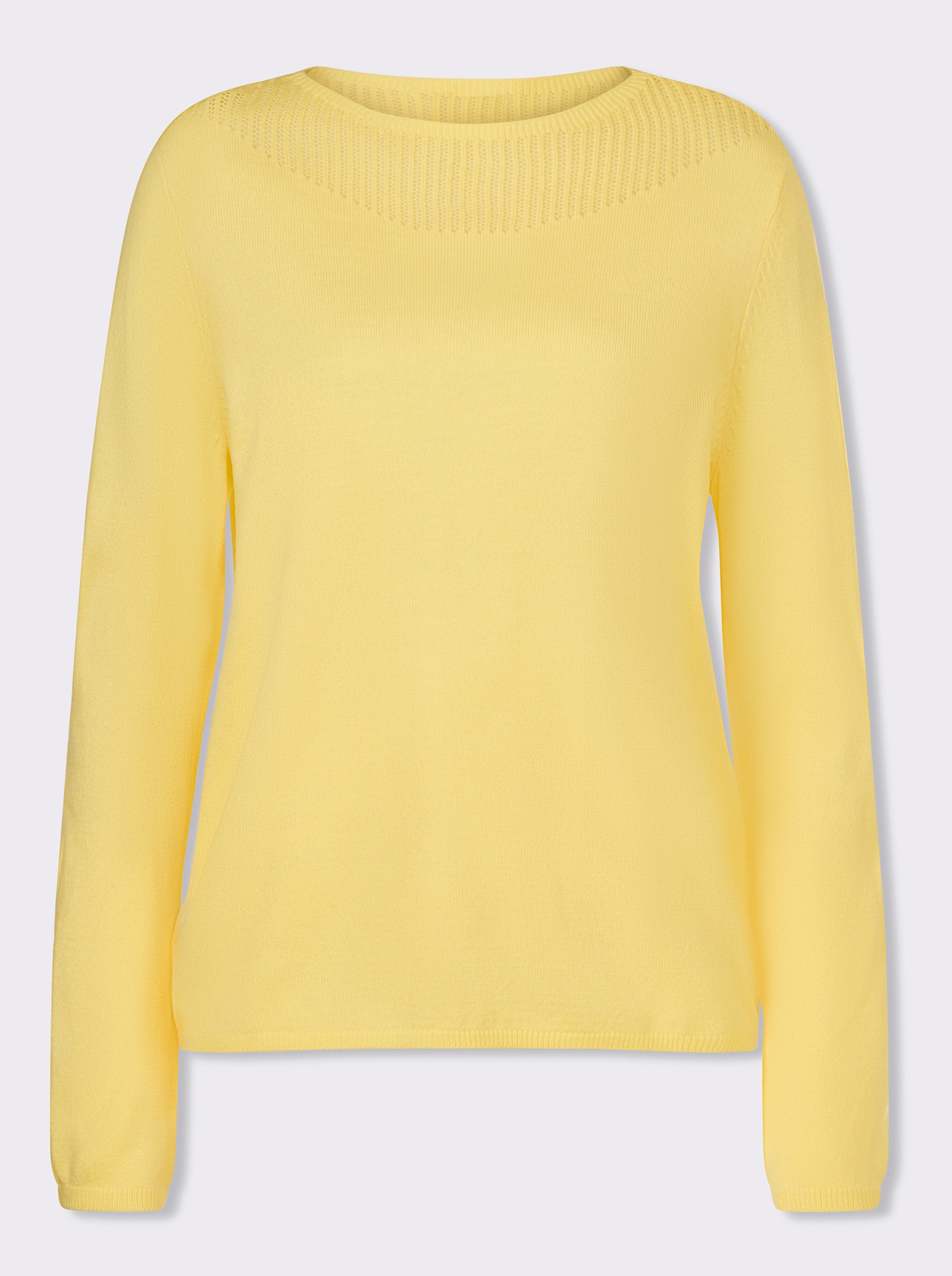 Pullover met lange mouwen en ribboorden - citroen