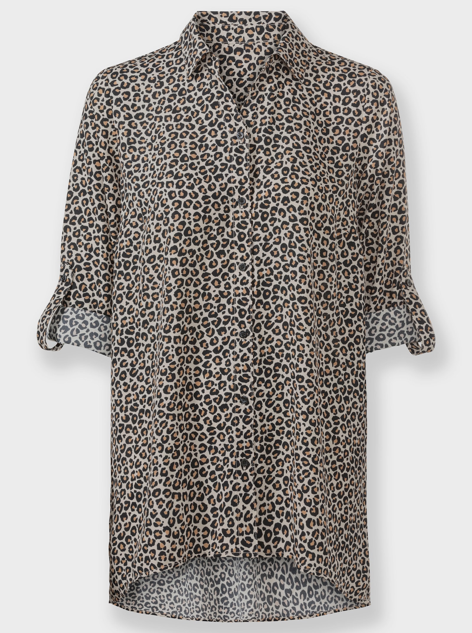 Druckbluse im Animal-Print - schwarz-camel-bedruckt