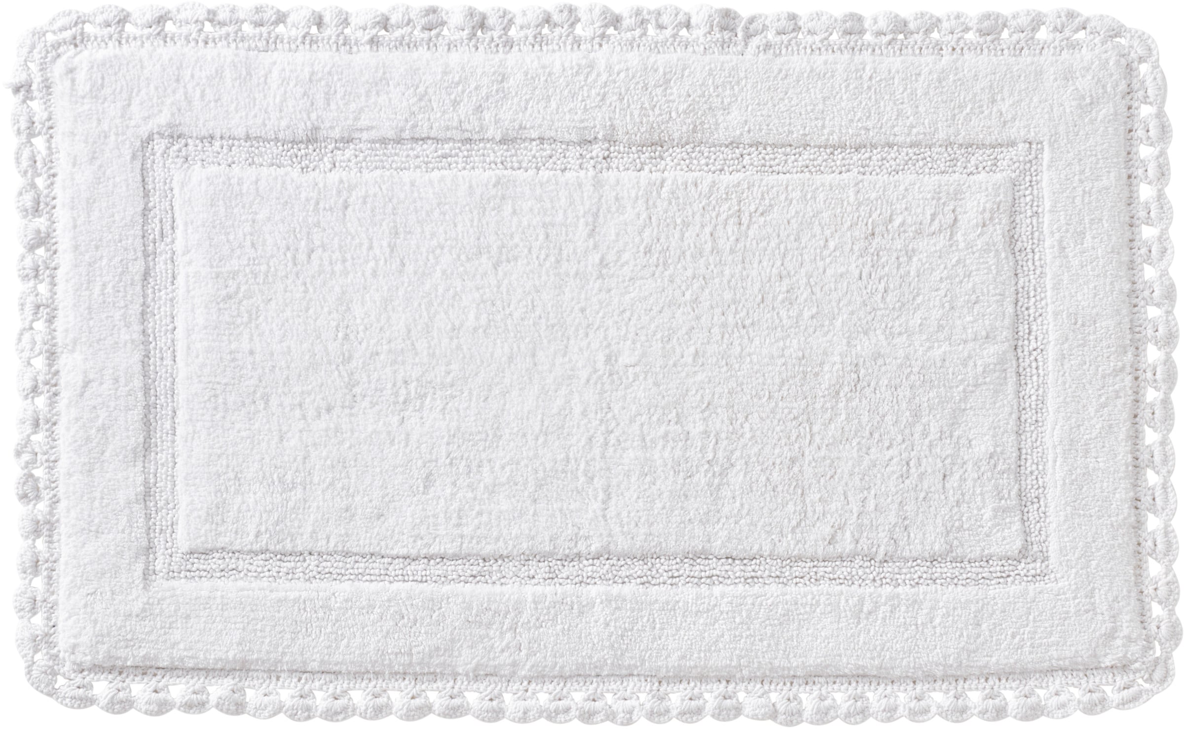 Teppich in günstig Kaufen-Badteppich in weiß von heine home. Badteppich in weiß von heine home <![CDATA[Badteppich Mit Häkelbordüre. Für Fußbodenheizung geeignet.]]>. 