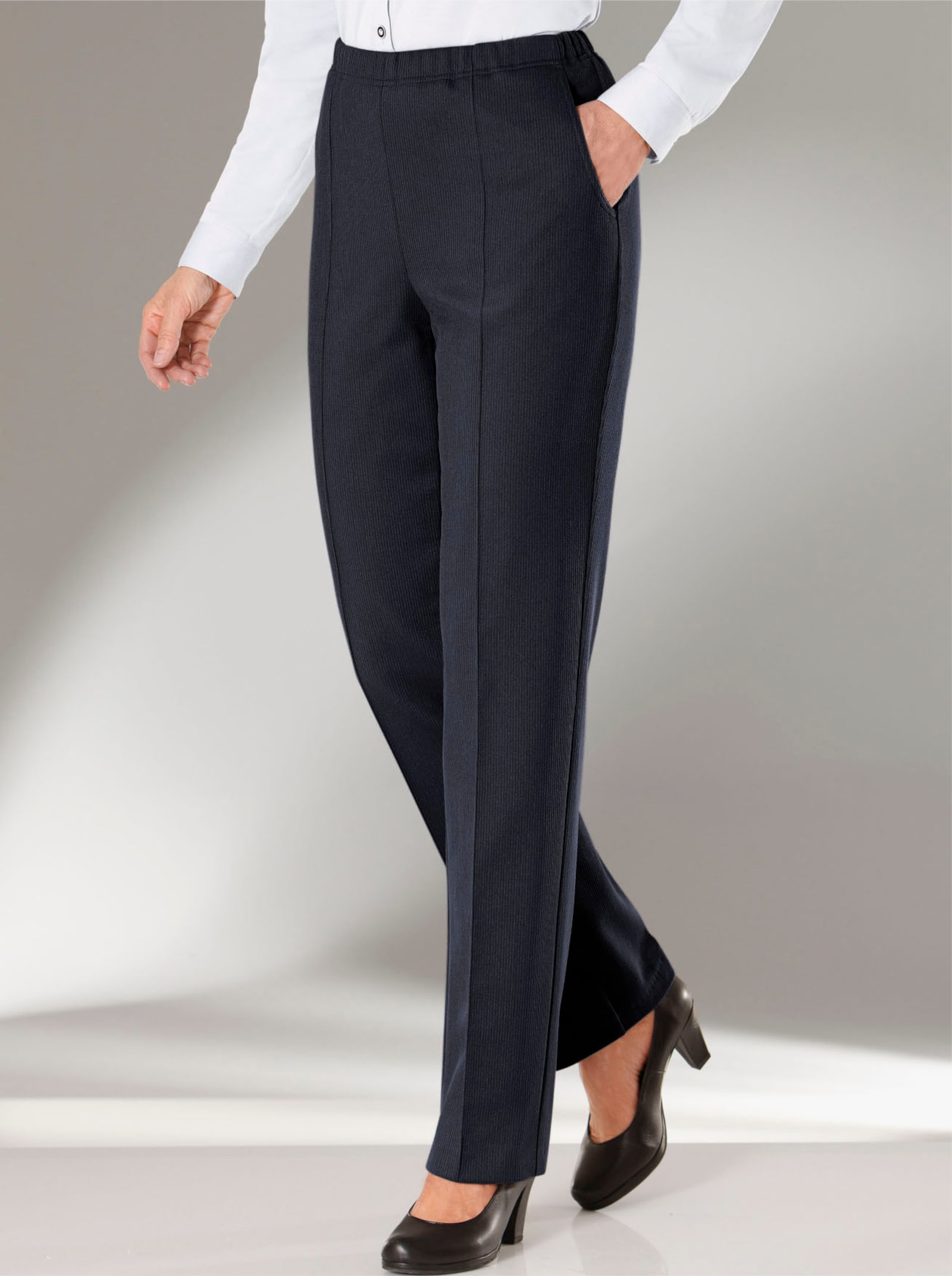 Džersejové nohavice, rebrovaný materiál - čierna