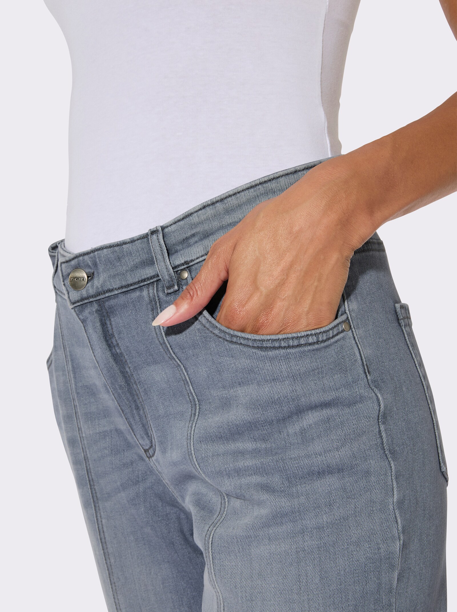 Jeans mit Fransen - grey denim