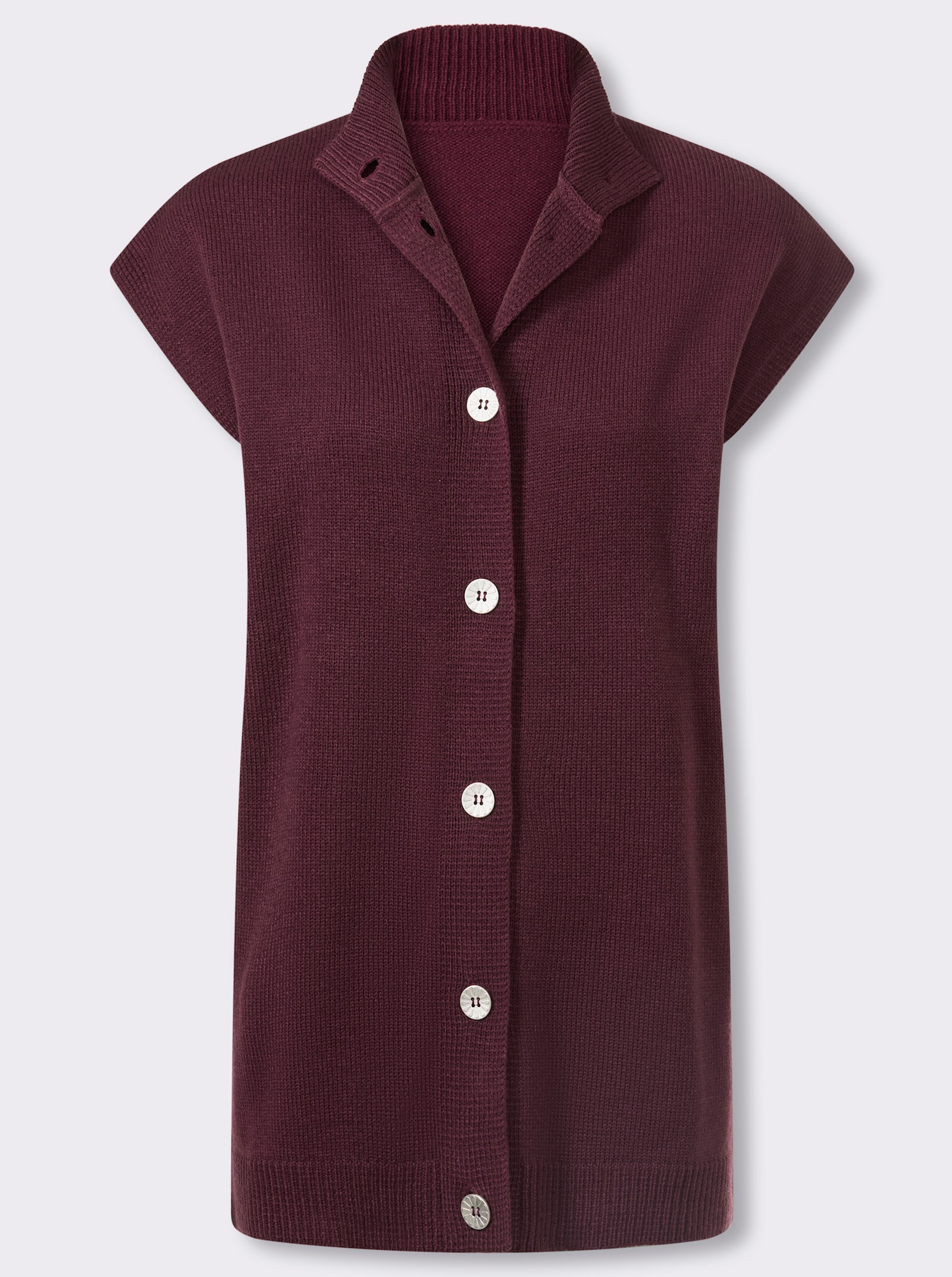 Longstrickjacke mit überschnittenen Schultern - burgund
