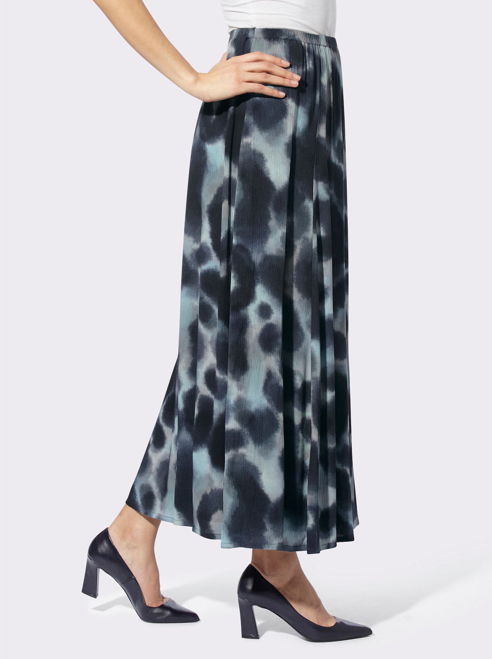 heine Geweven rok in crash-kwaliteit - marine/kalkmint bedrukt