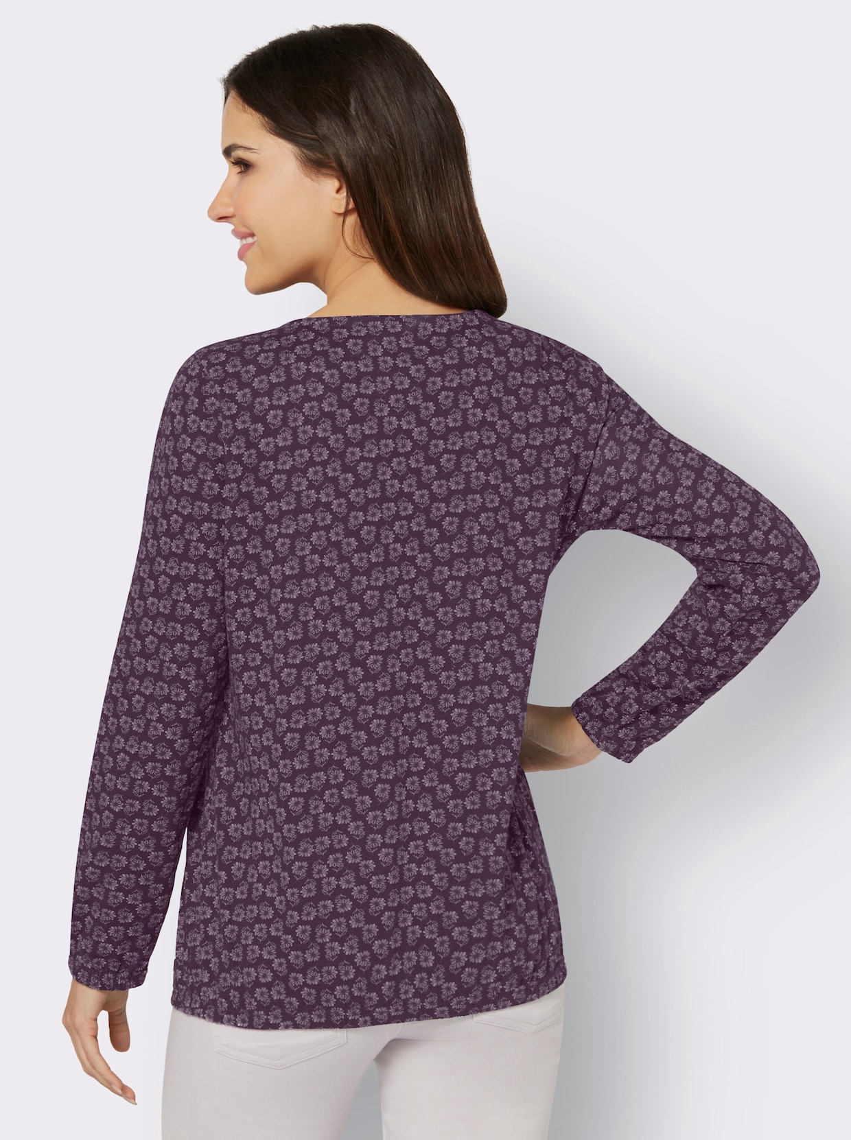 Shirt met lange mouwen - aubergine/vijg bedrukt