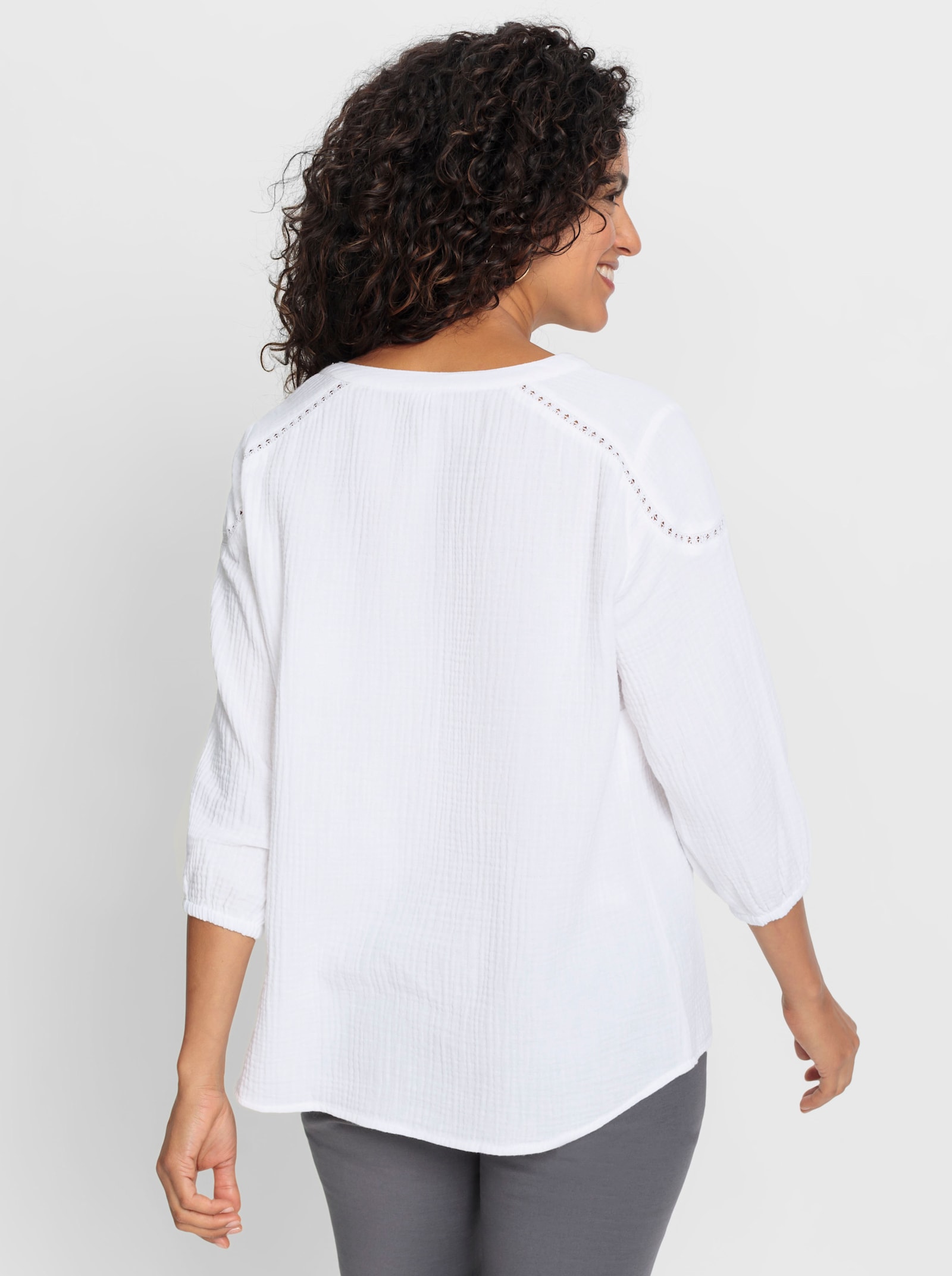 Baumwollbluse in Musselin-Qualität - ecru