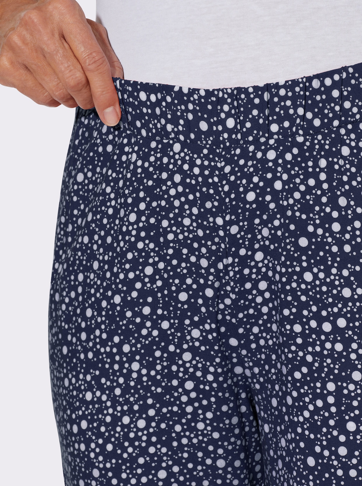 Schlupfhose mit Punktedessin - marine-weiß-bedruckt