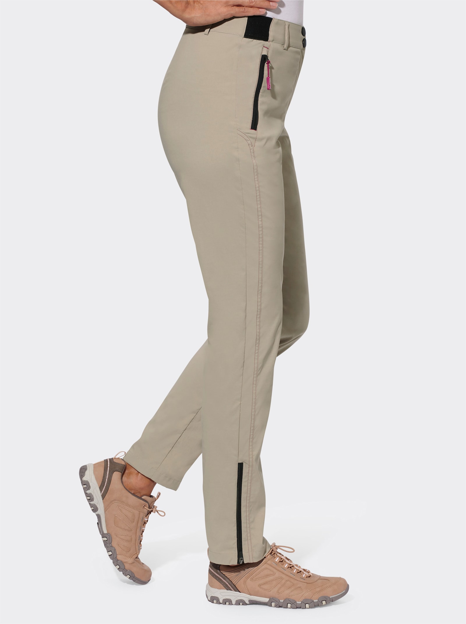 Funkční kalhoty s elastickým pasem na bocích - hnědá