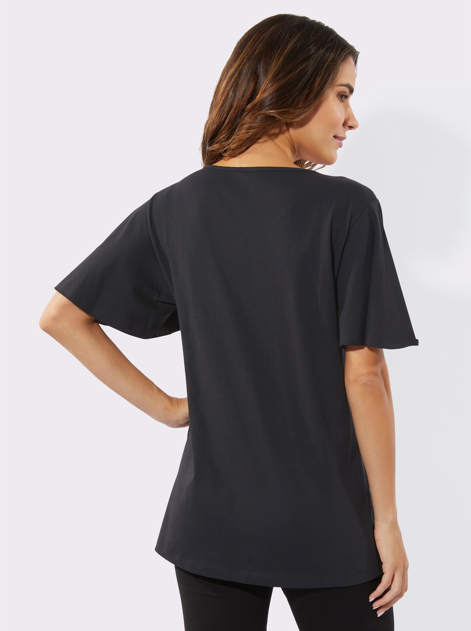 Dlhé tričko, etno potlač - čierna