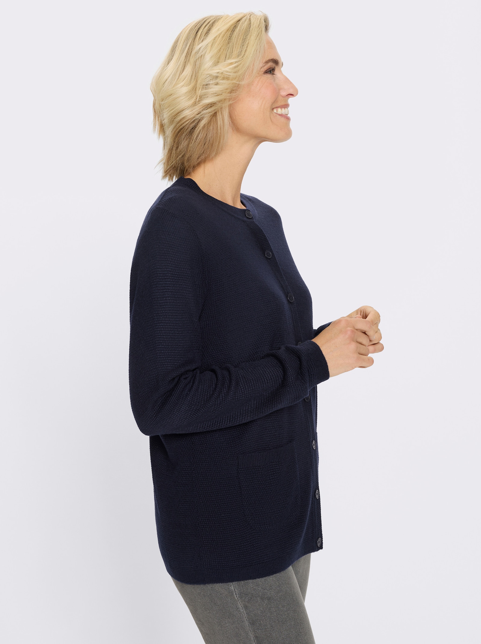 Vest met structuurpatroon - marine