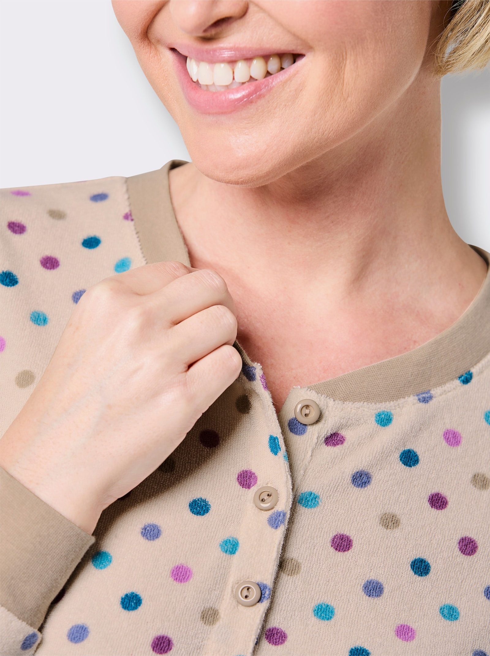 wäschepur Schlafanzug mit Punktemuster - elfenbein-sesam-bedruckt