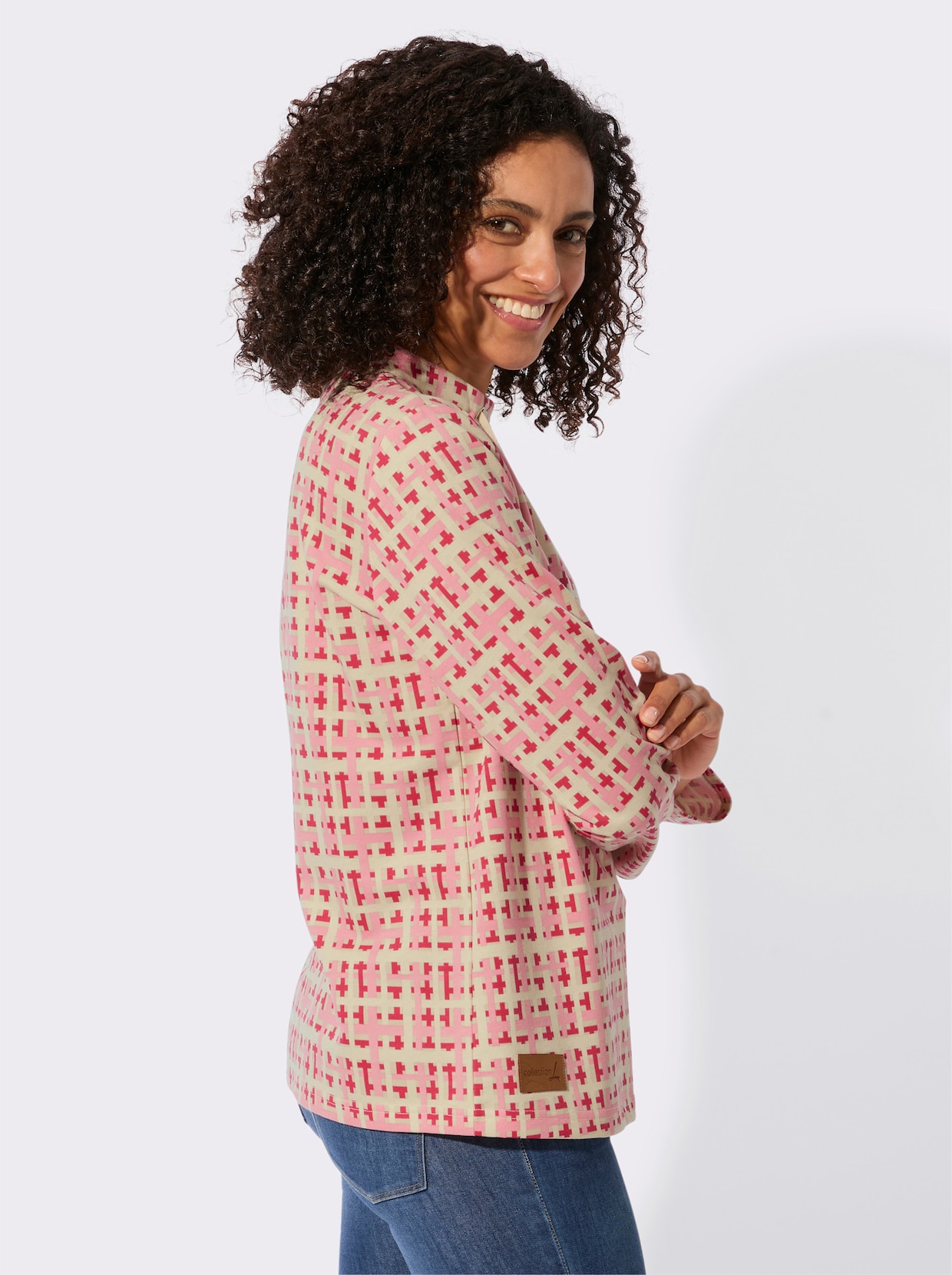 Sweatshirt mit Kontrast-Muster - erdbeere-sand-kariert