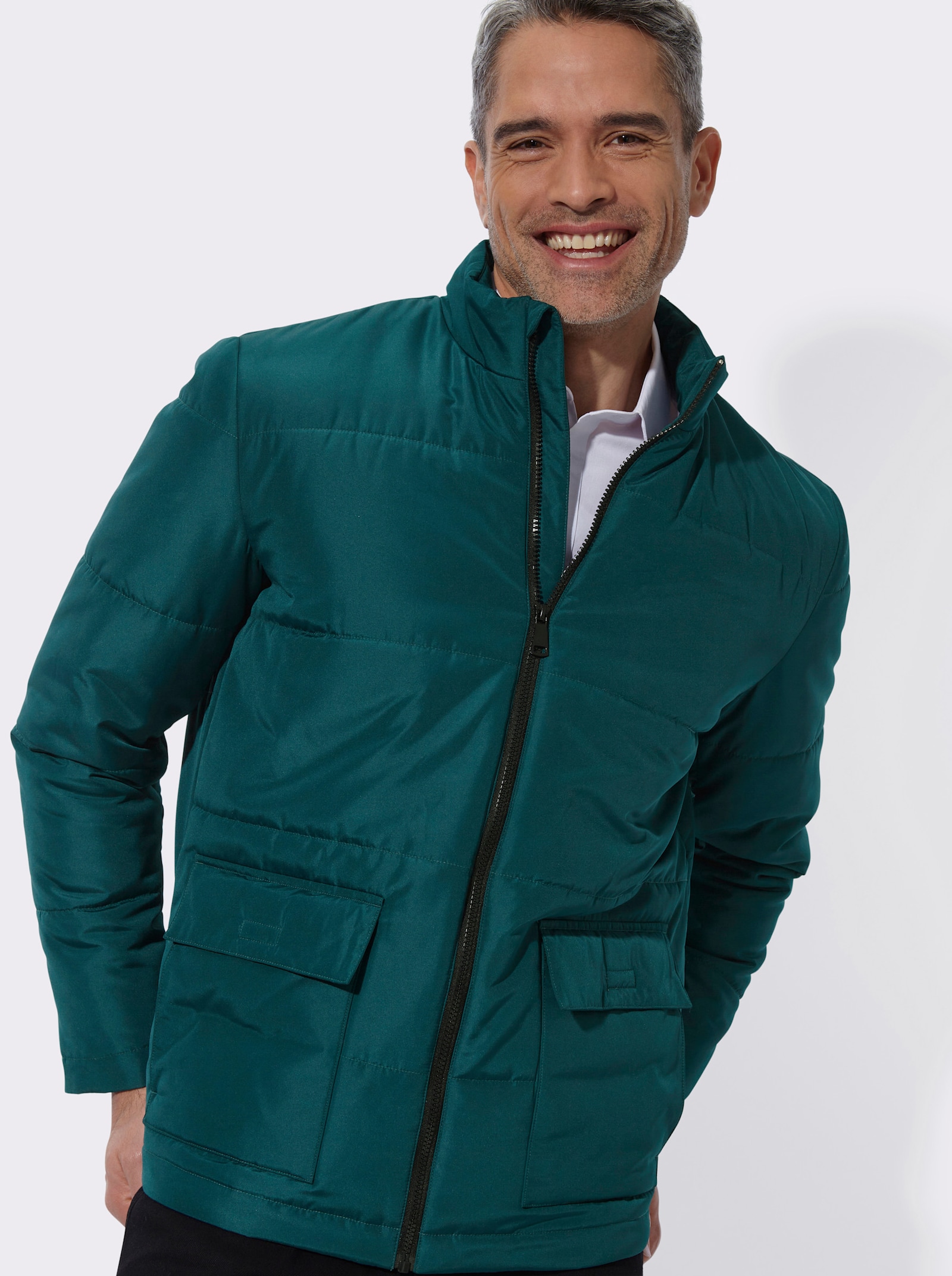 Steppjacke mit Stehkragen - petrol