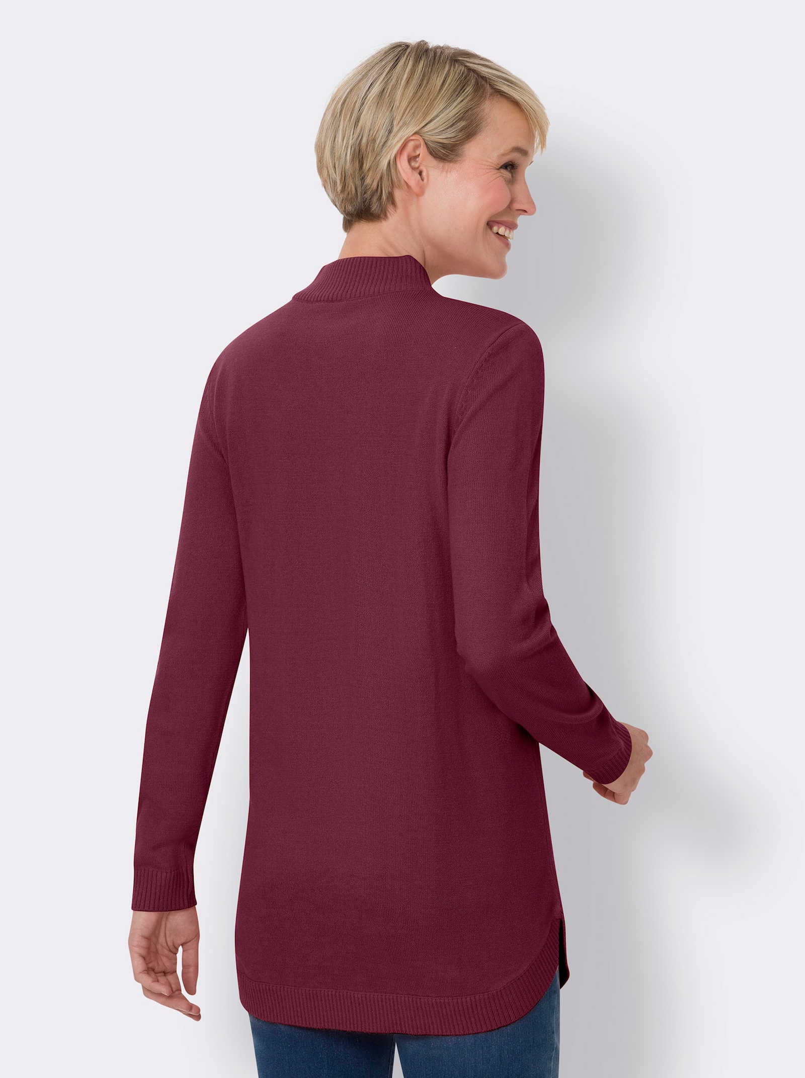 Pullover mit abgerundetem Saum - bordeaux