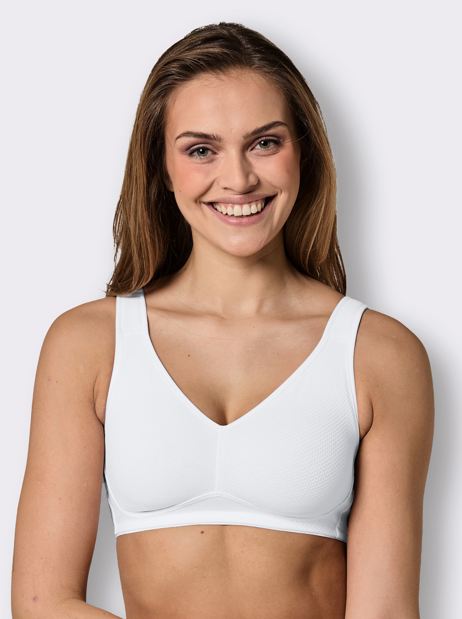 wäschepur Sport-BH ohne Bügel mit Netzstruktur - weiß