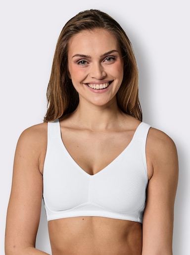 wäschepur Sport-BH ohne Bügel mit Netzstruktur - weiß