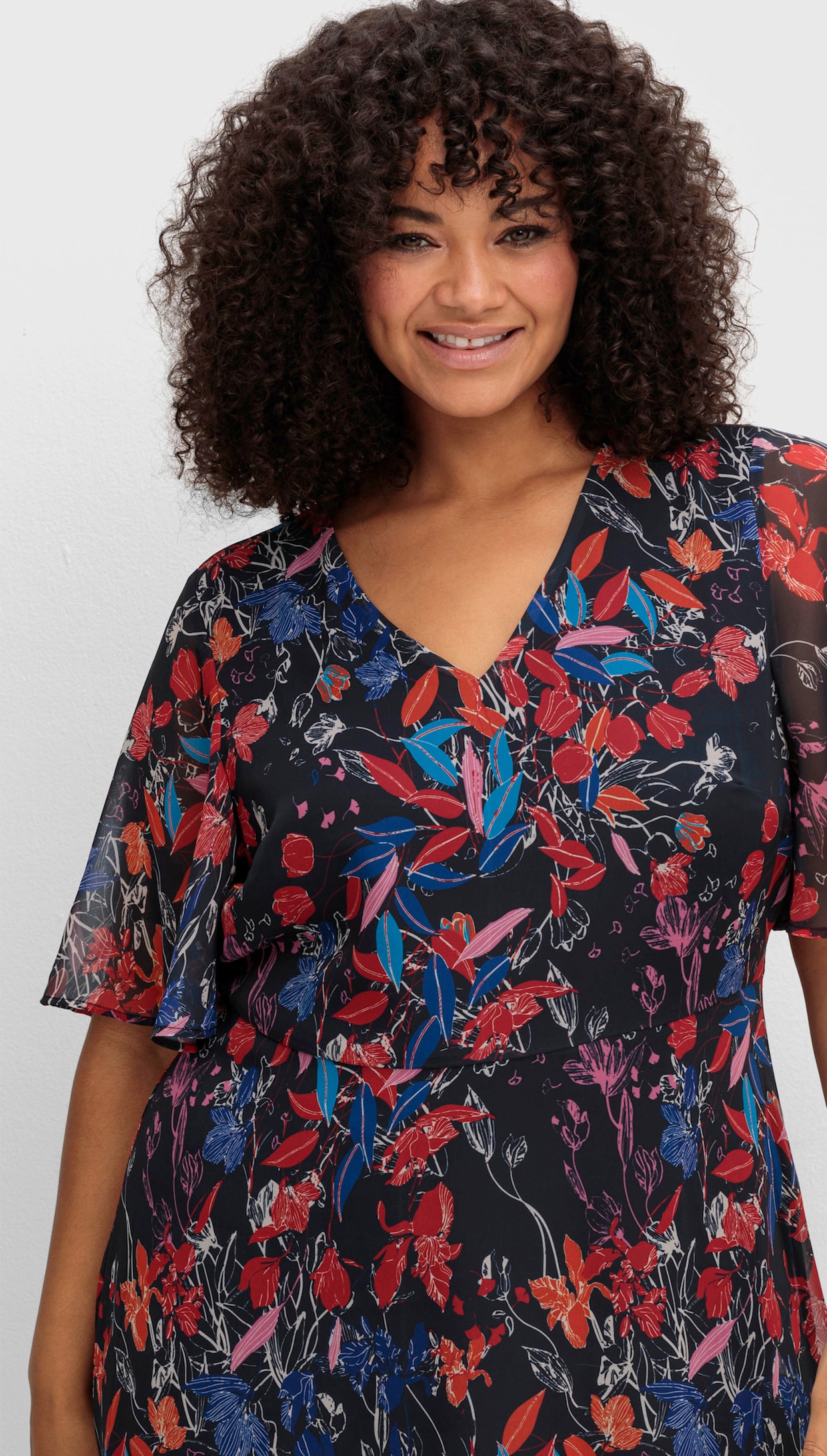 sheego Chiffon jurk - marine gedessineerd