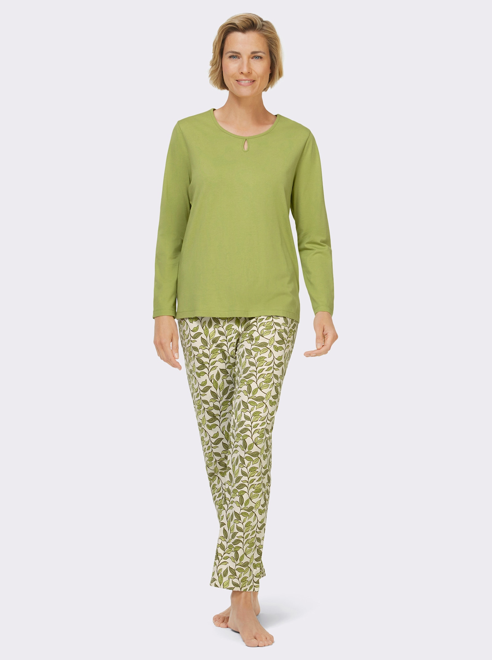 wäschepur Schlafanzüge in Single-Jersey-Qualität - kiwi + gelb