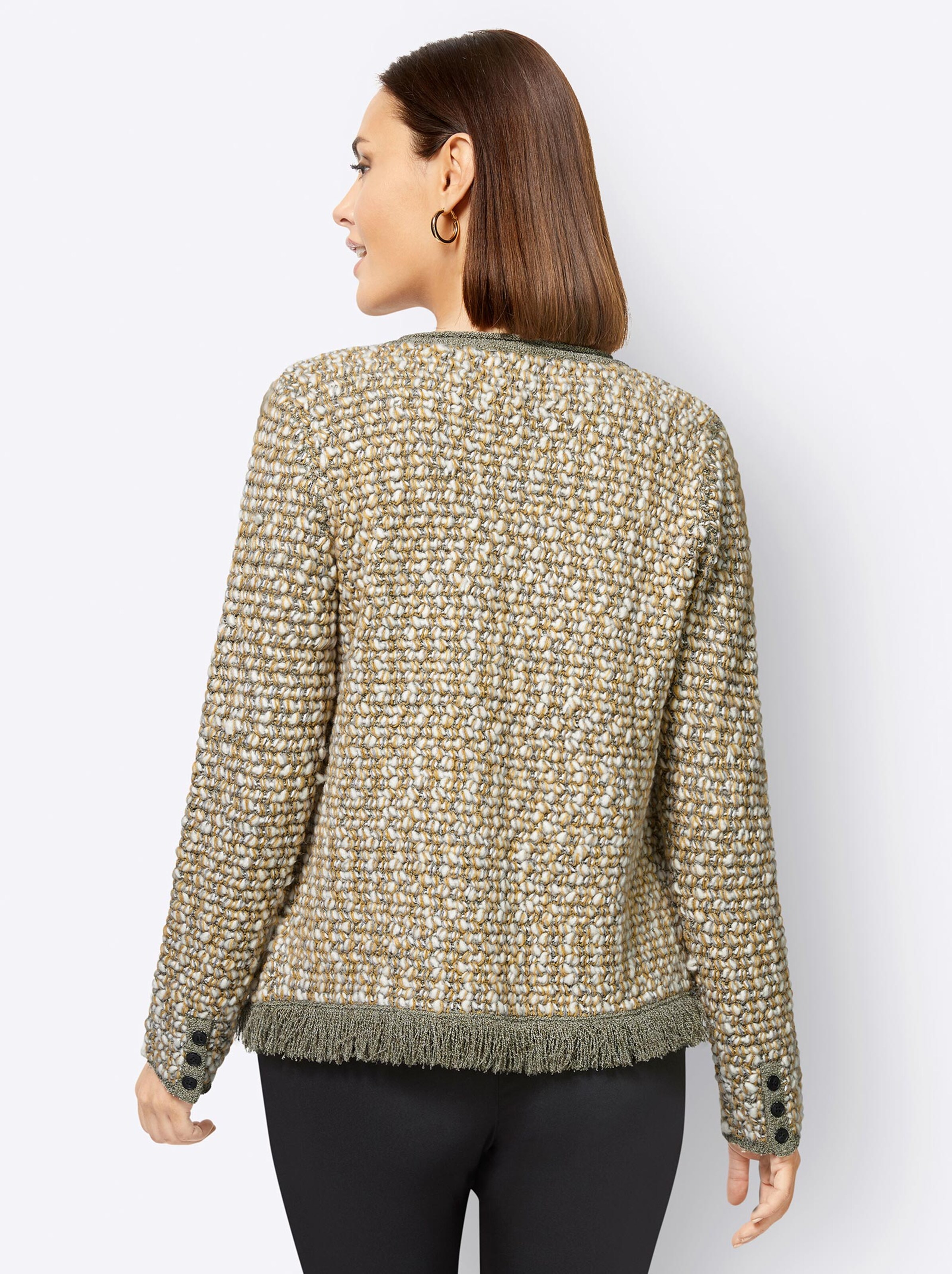 Damenmode Strickjacken Cardigan in ecru-gemustert Damenmode Strickjacken Cardigan in ecru-gemustert