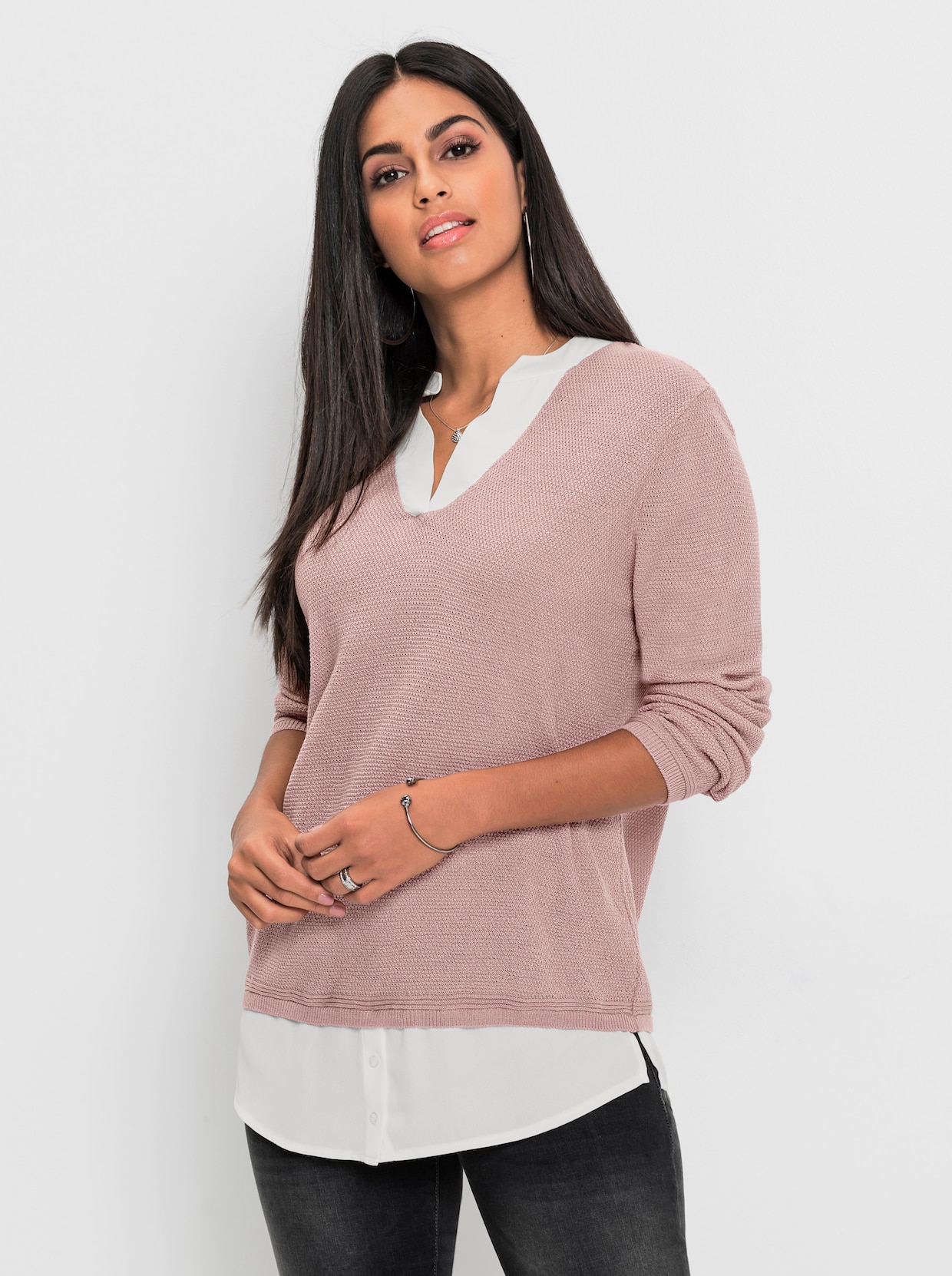 2-in-1-pullover - hortensia/wit