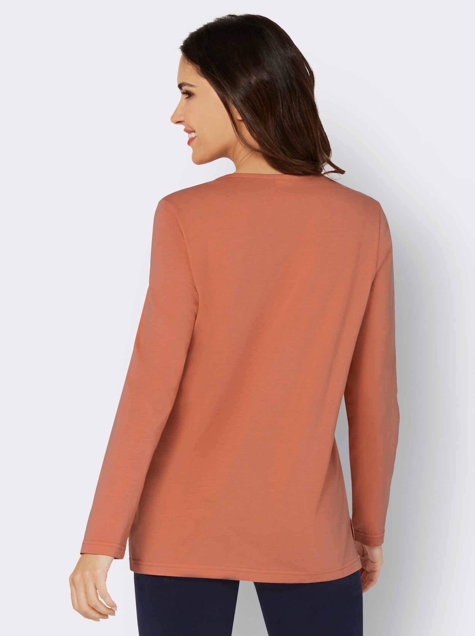 Tričko s dlhými rukávmi a bočným rázporkom - Papája