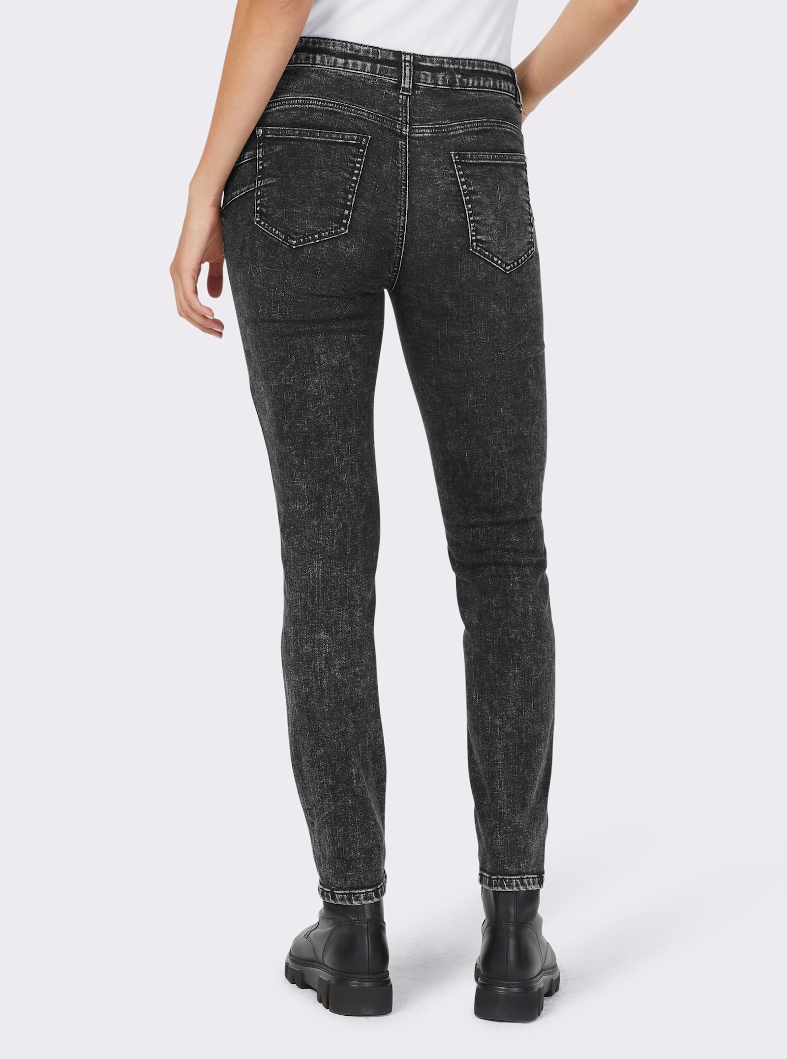 heine Röhrenjeans mit Glitzersteinchen-Applikation - black denim