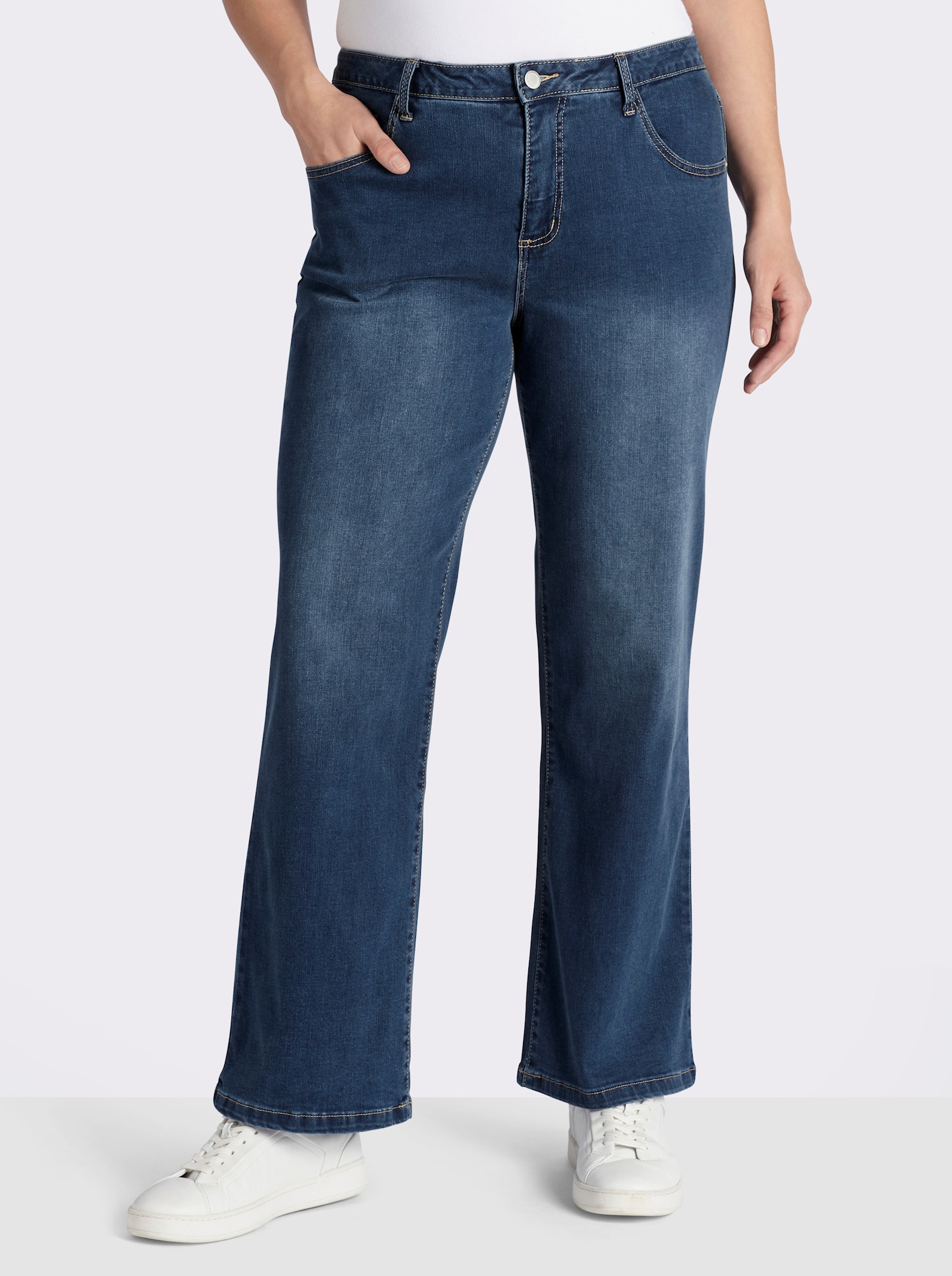 5-Pocket-Jeans mit weitem Bein - blue-stone-washed