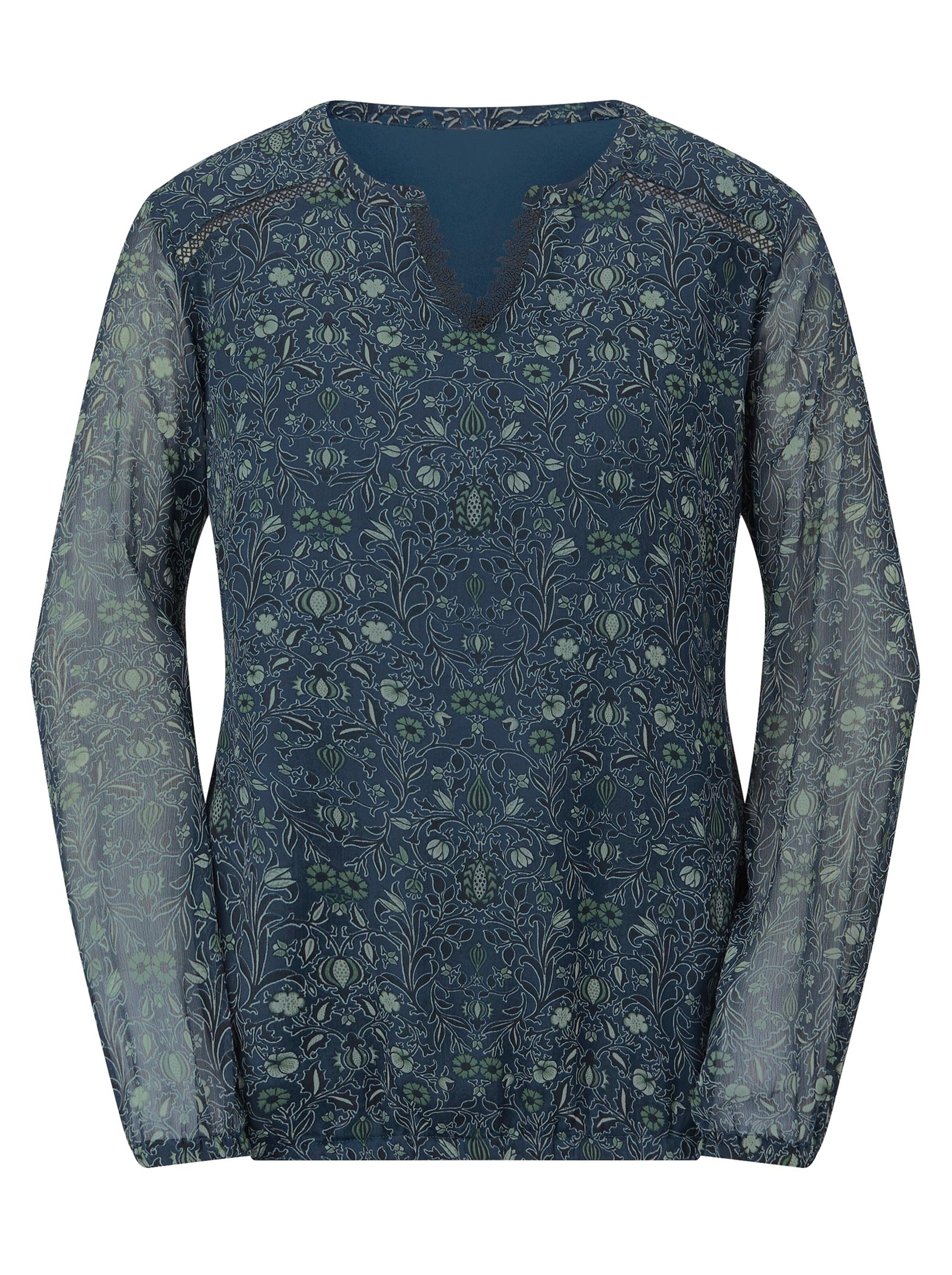 Bluse - petrol-gemustert