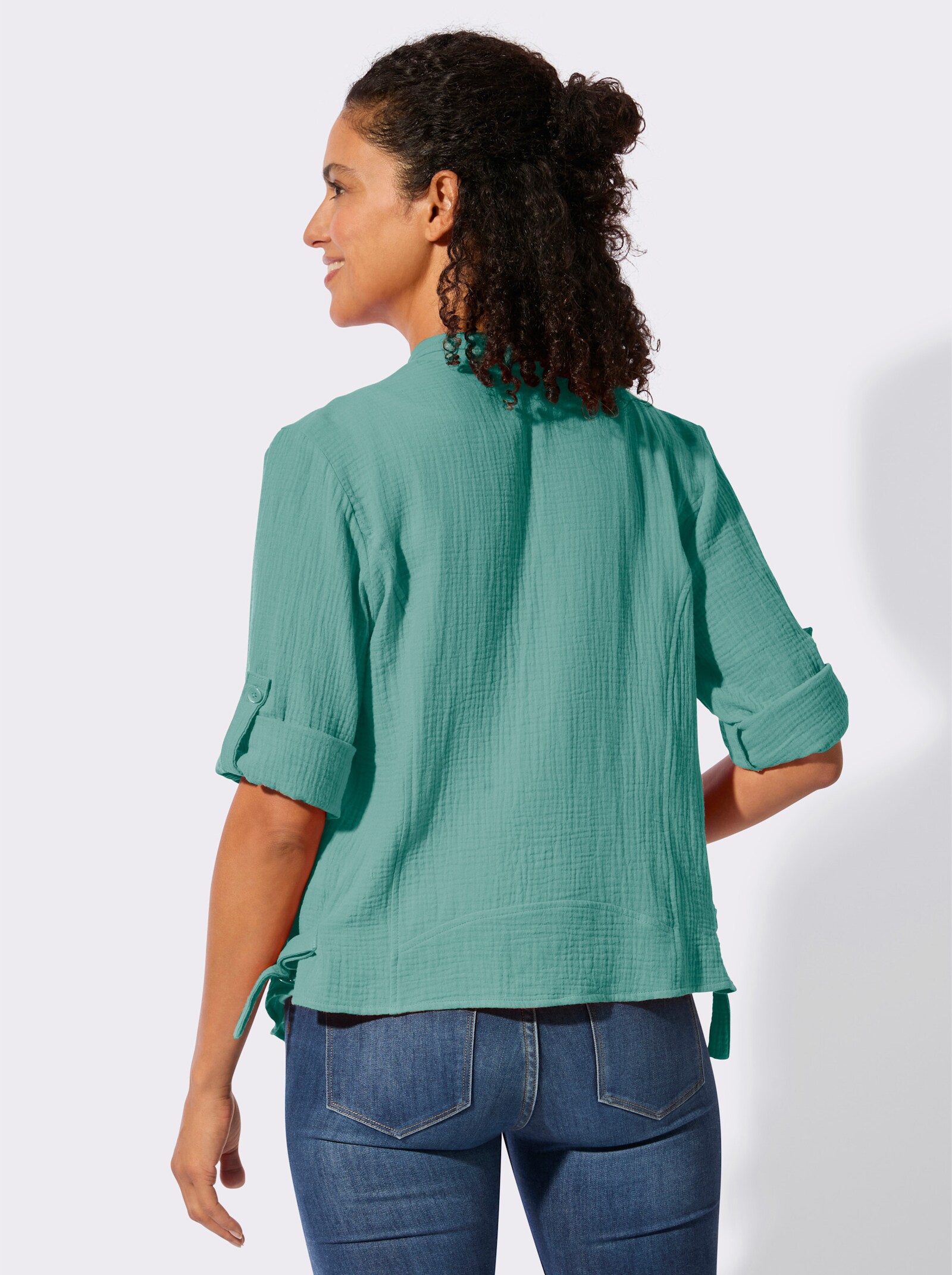 Blusenbolero mit Krempelärmeln - salbei