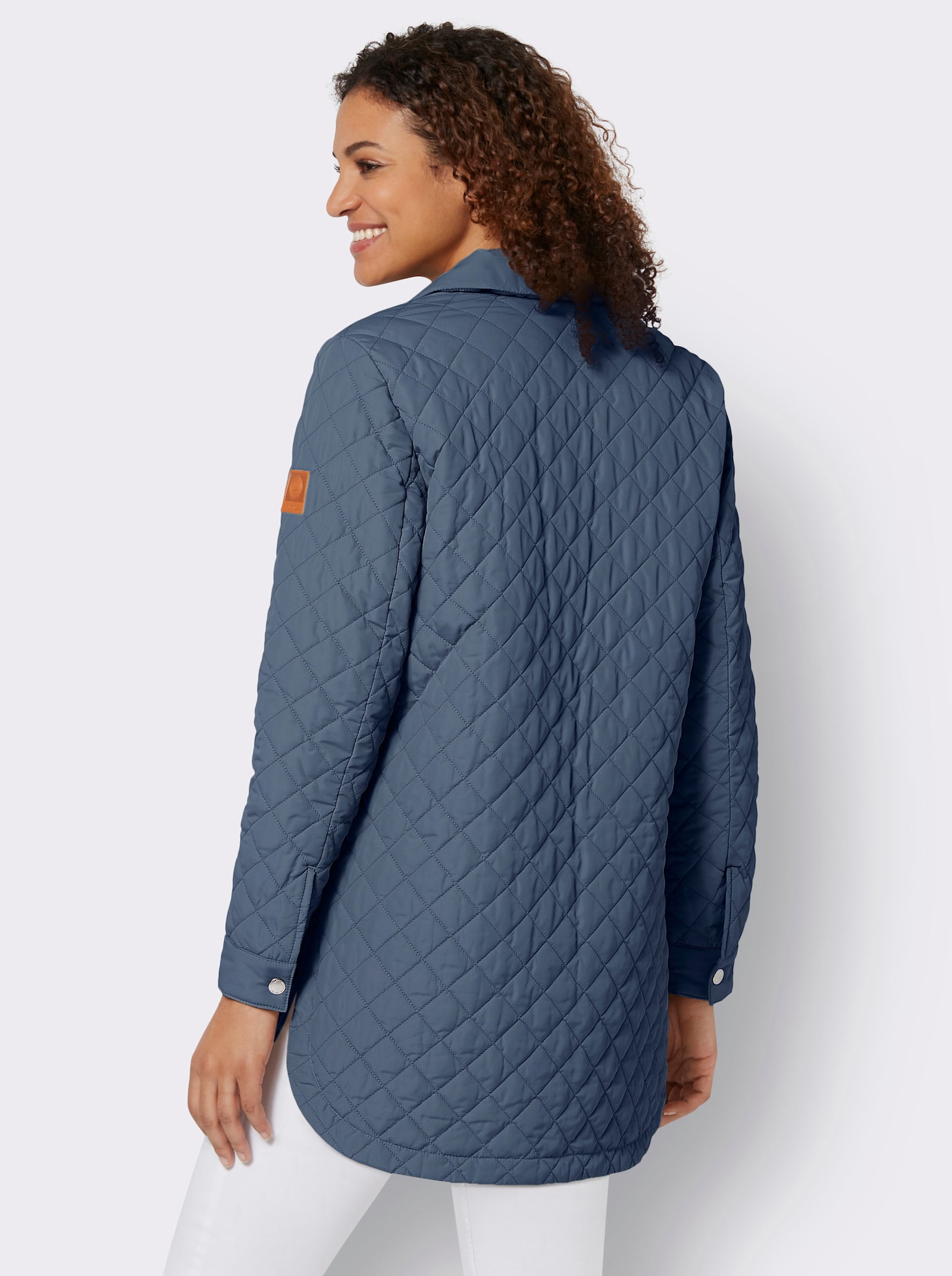 Übergangsjacke mit Druckknopfleiste - rauchblau