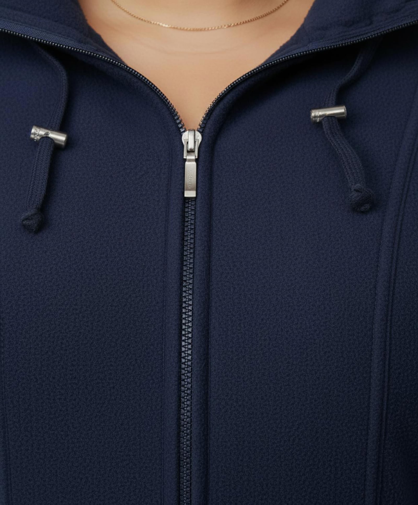 Fleecejacke mit abnehmbarer Kapuze - marine