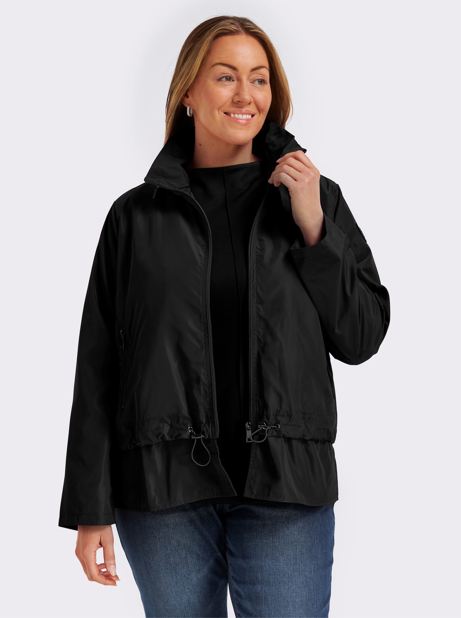 Blousonjacke mit Tunnelzug - schwarz