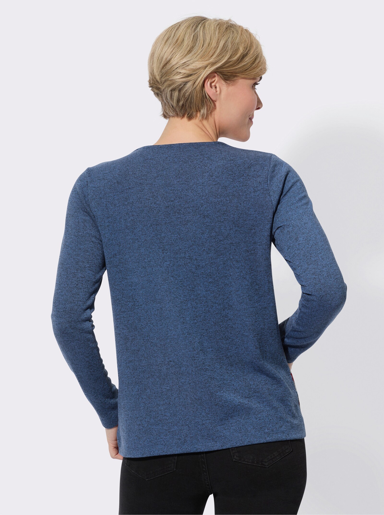 Langarmshirt - jeansblau-meliert