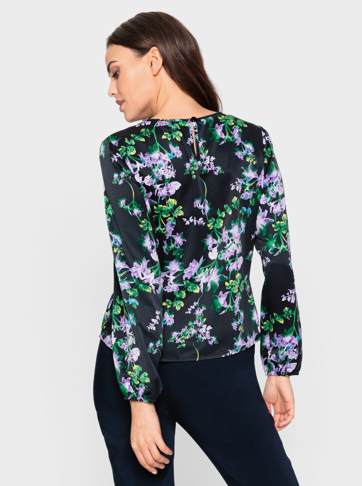 heine Blouse met print - zwart/lavendel bedrukt